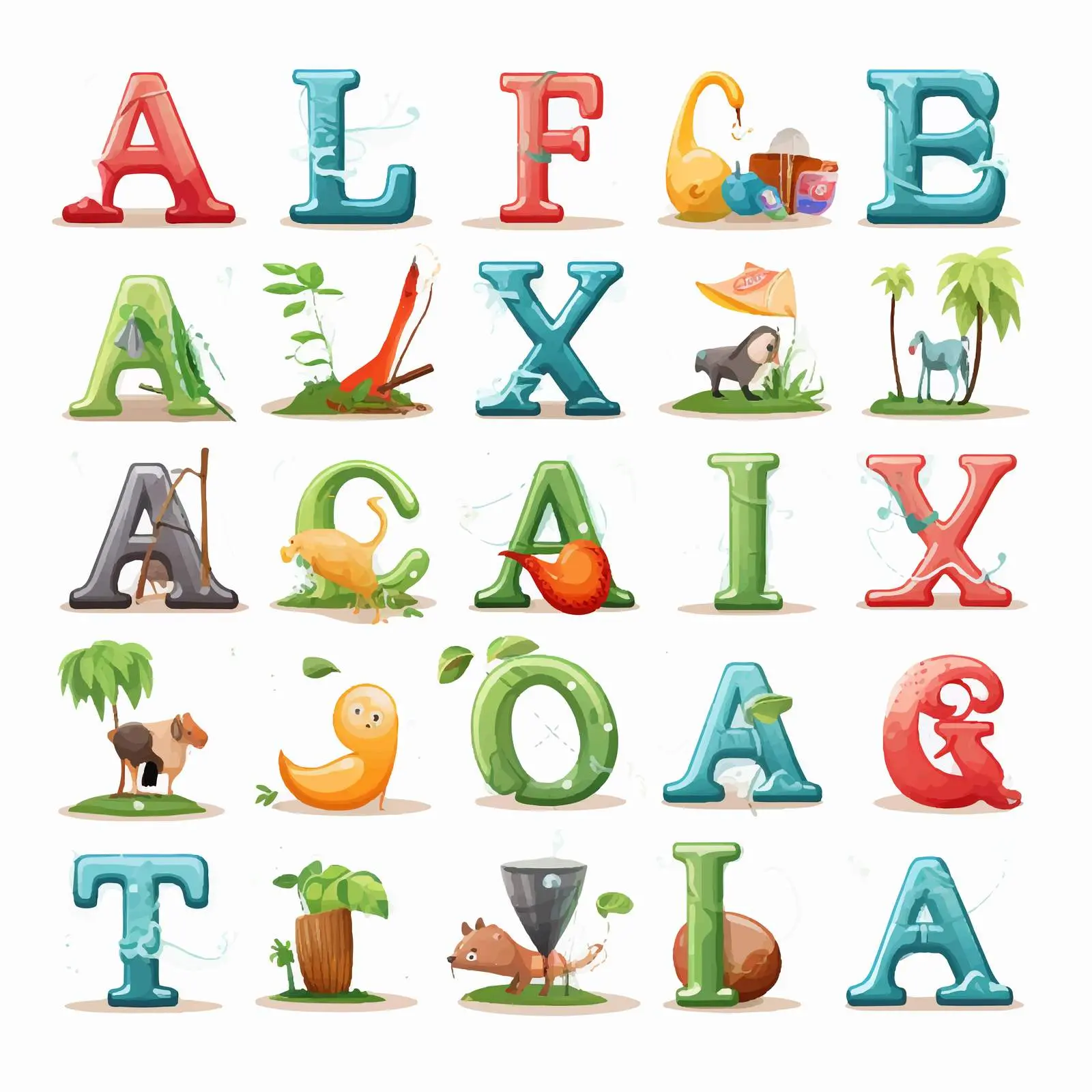 Cartoon Alphabet Letters A-Z Vector Portfolio — free download from Dotvec