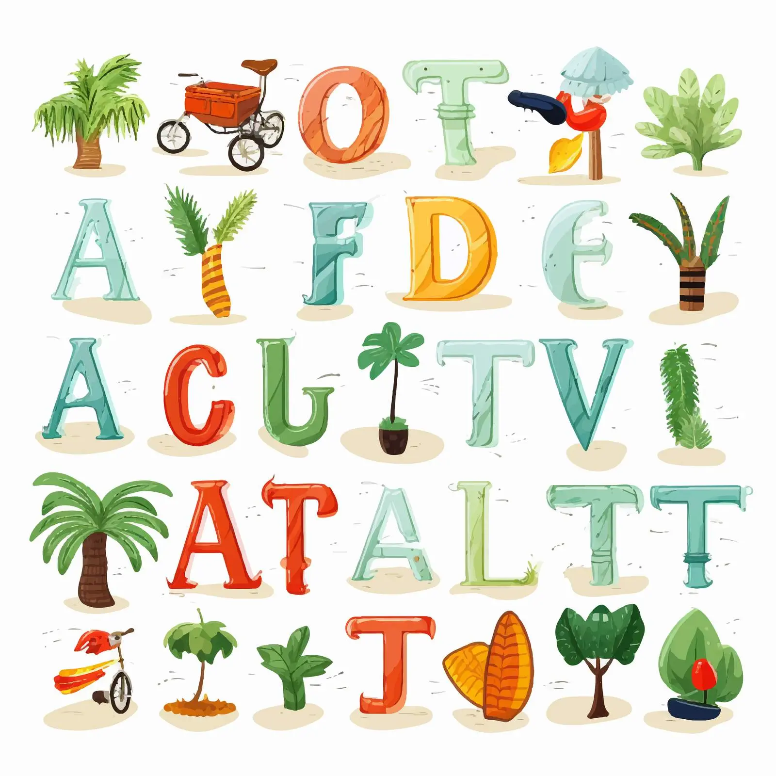 Alphabet Tracing Worksheet with Vocabulary Illustrations — free download from Dotvec