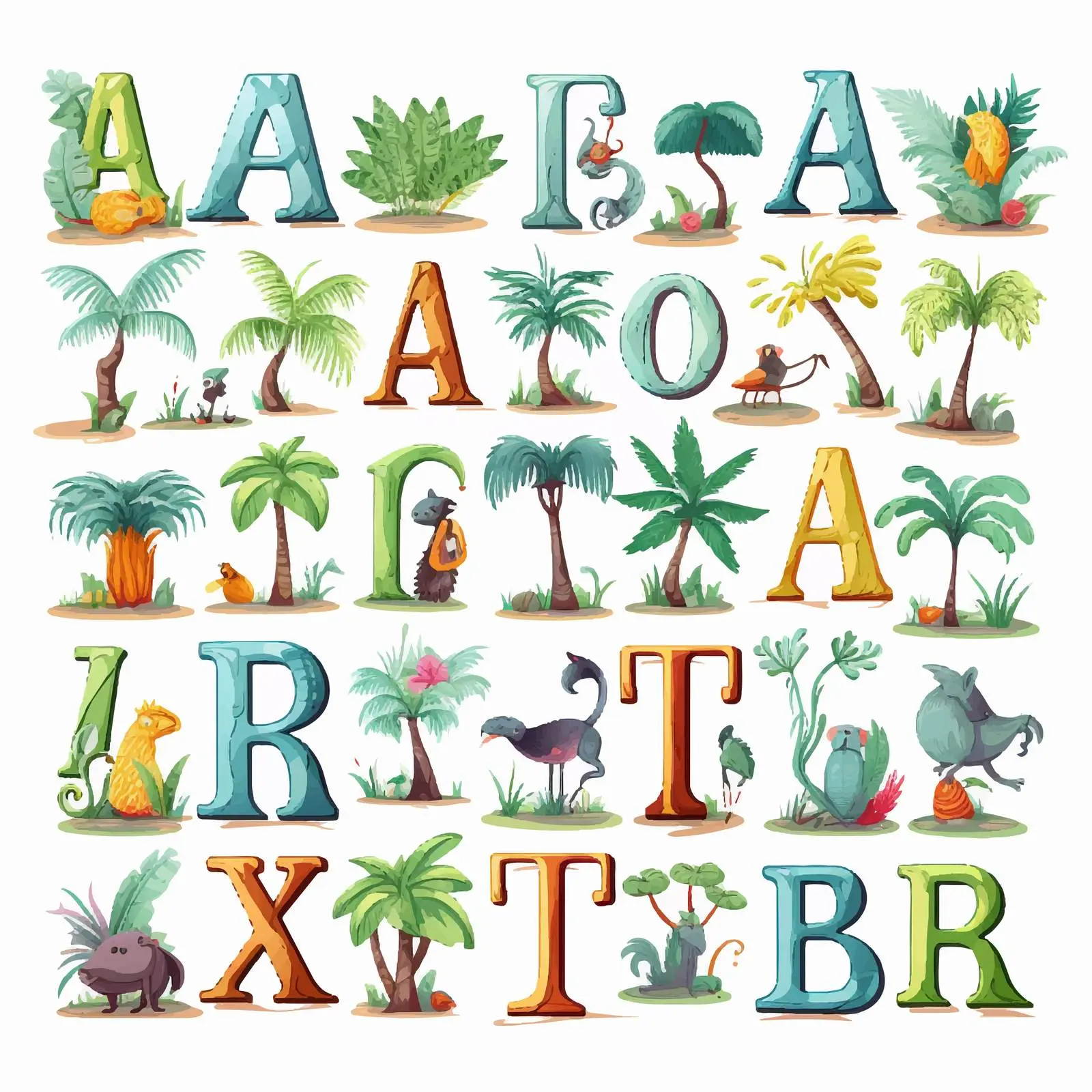 Cartoon Alphabet Worksheet Vector for Learning — free download from Dotvec