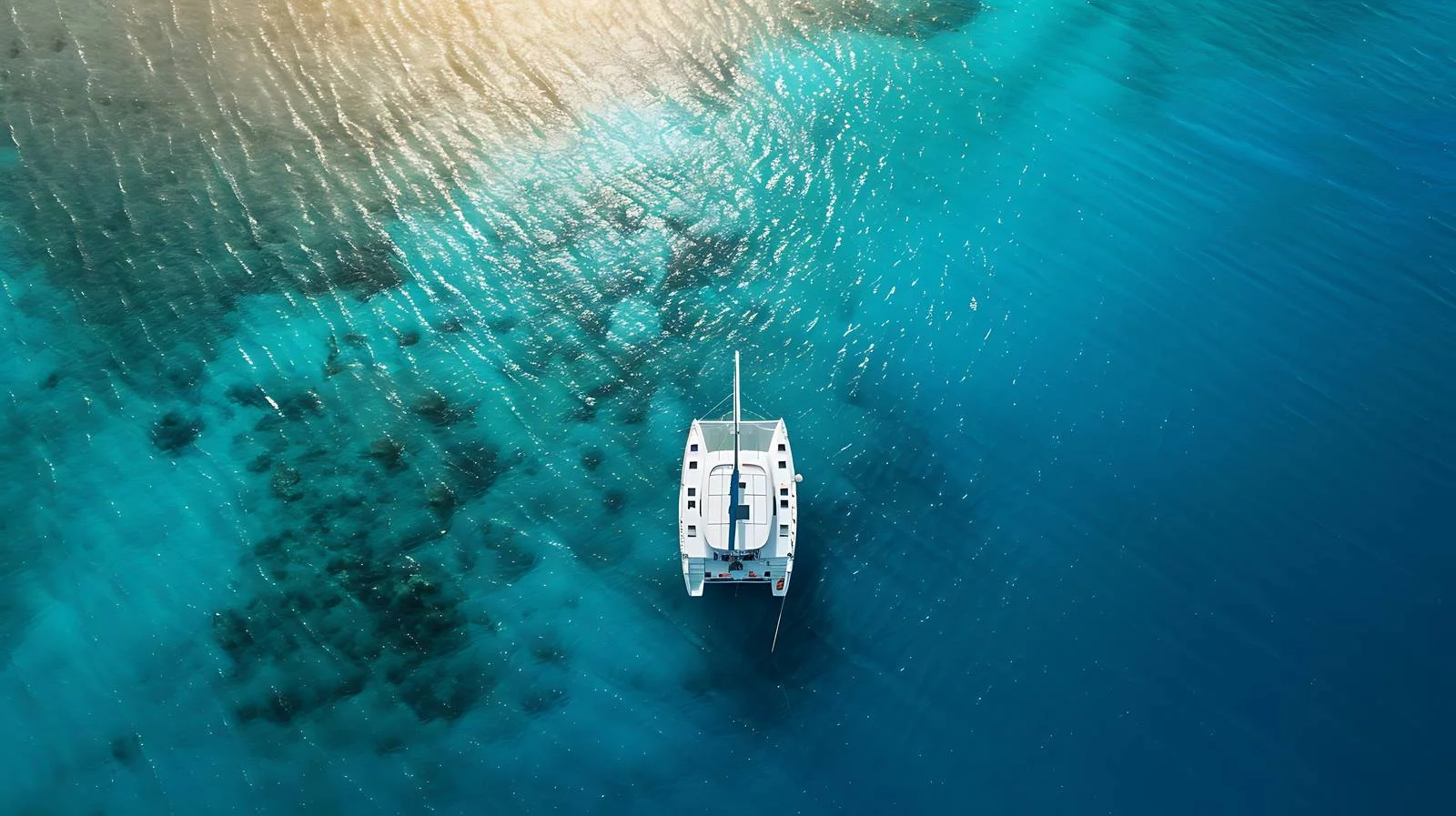 Top View of Catamaran in Blue Sea — free download from Dotvec