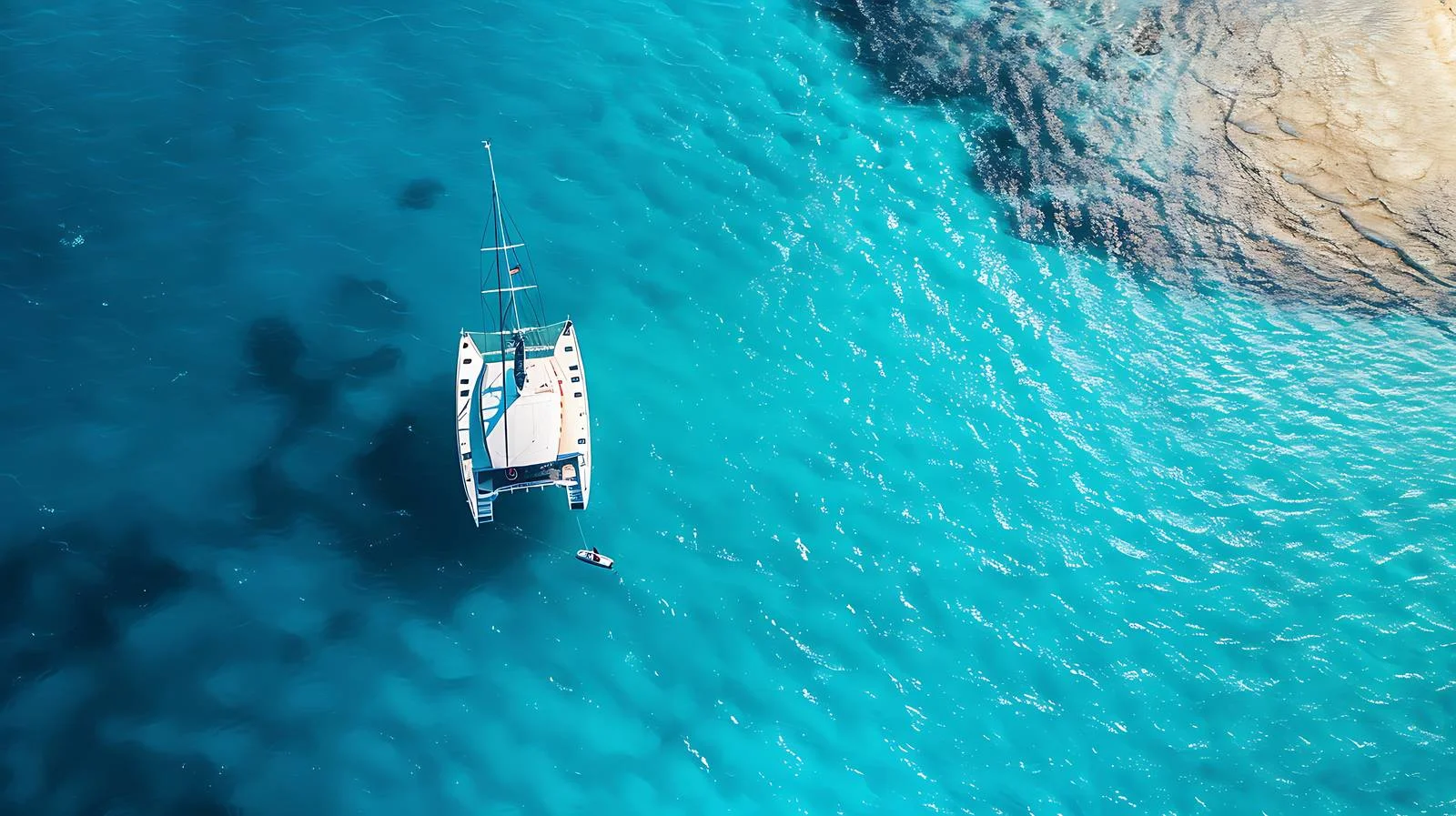Scenic Catamaran Anchored at Sea — free download from Dotvec