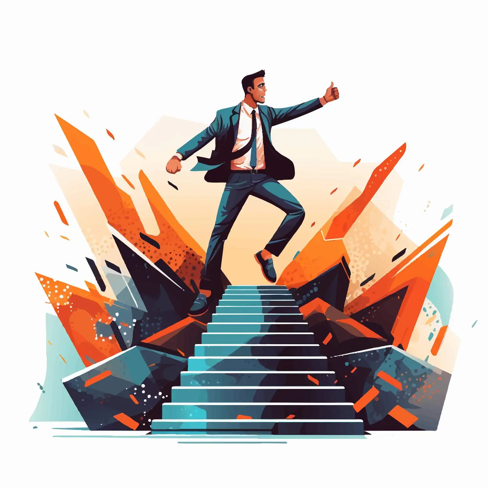 Ambitious Businessman Taking Bold Steps Forward – free determined image from Dotvec