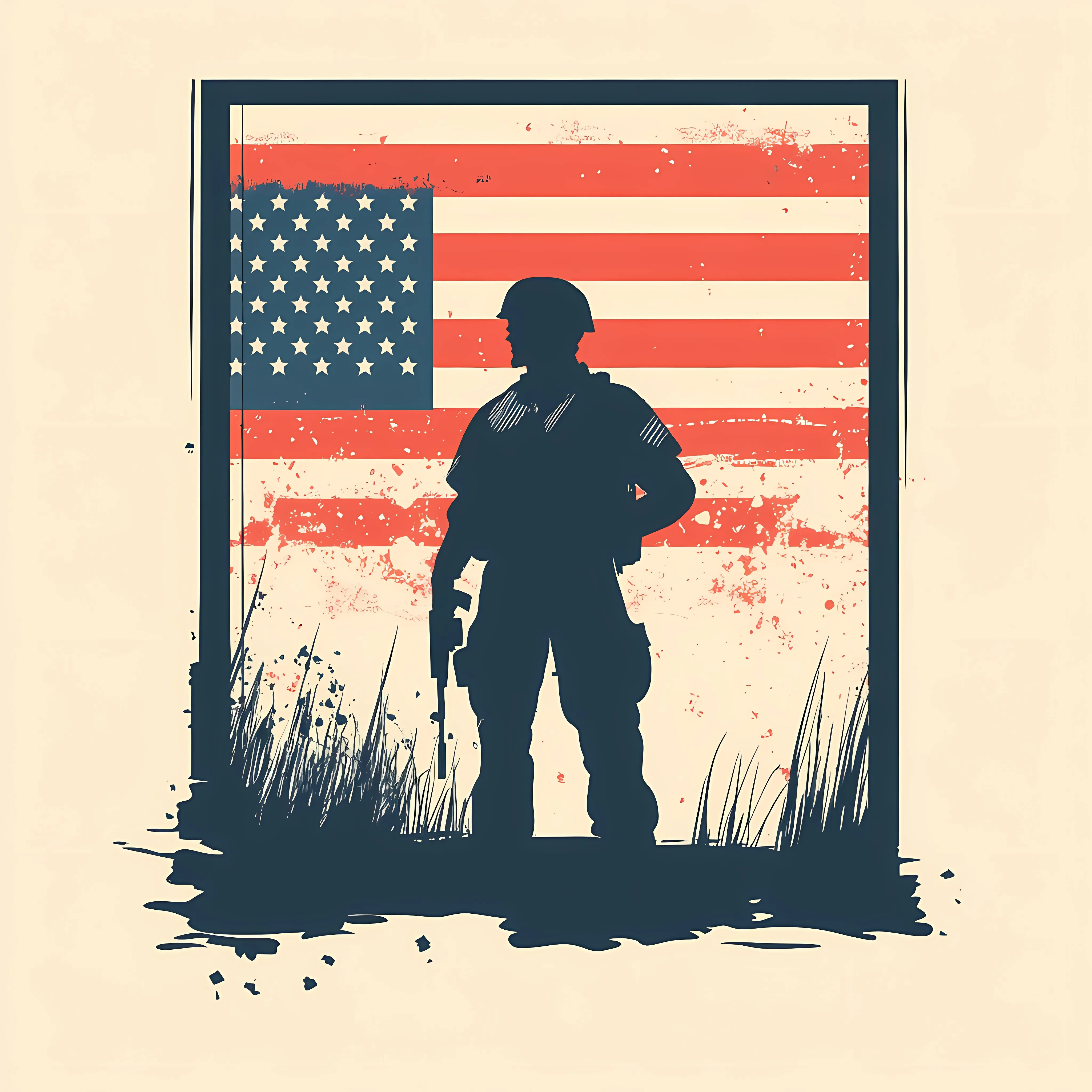 American Flag and Soldier Vector Illustration — free download from Dotvec