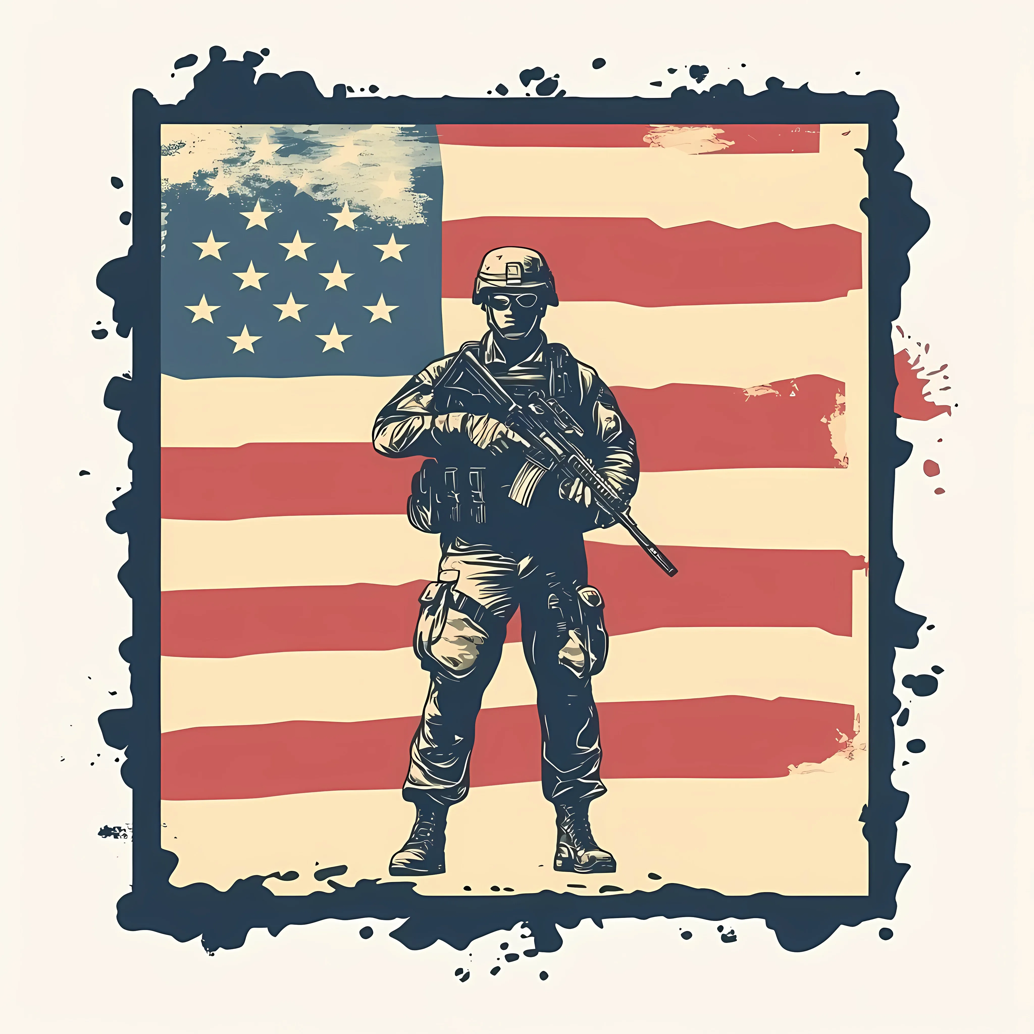 American Flag and Soldier Vector Illustration – free commemoration image from Dotvec