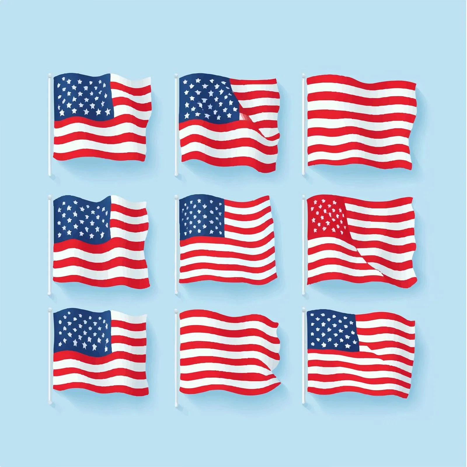 American Flag Flat Vector Illustration Set — free download from Dotvec