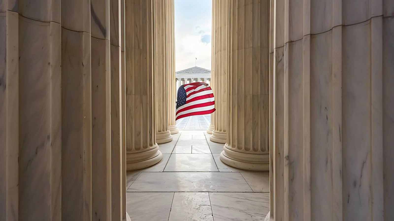 Patriotic American Flag Amid Supreme Court Columns — free download from Dotvec