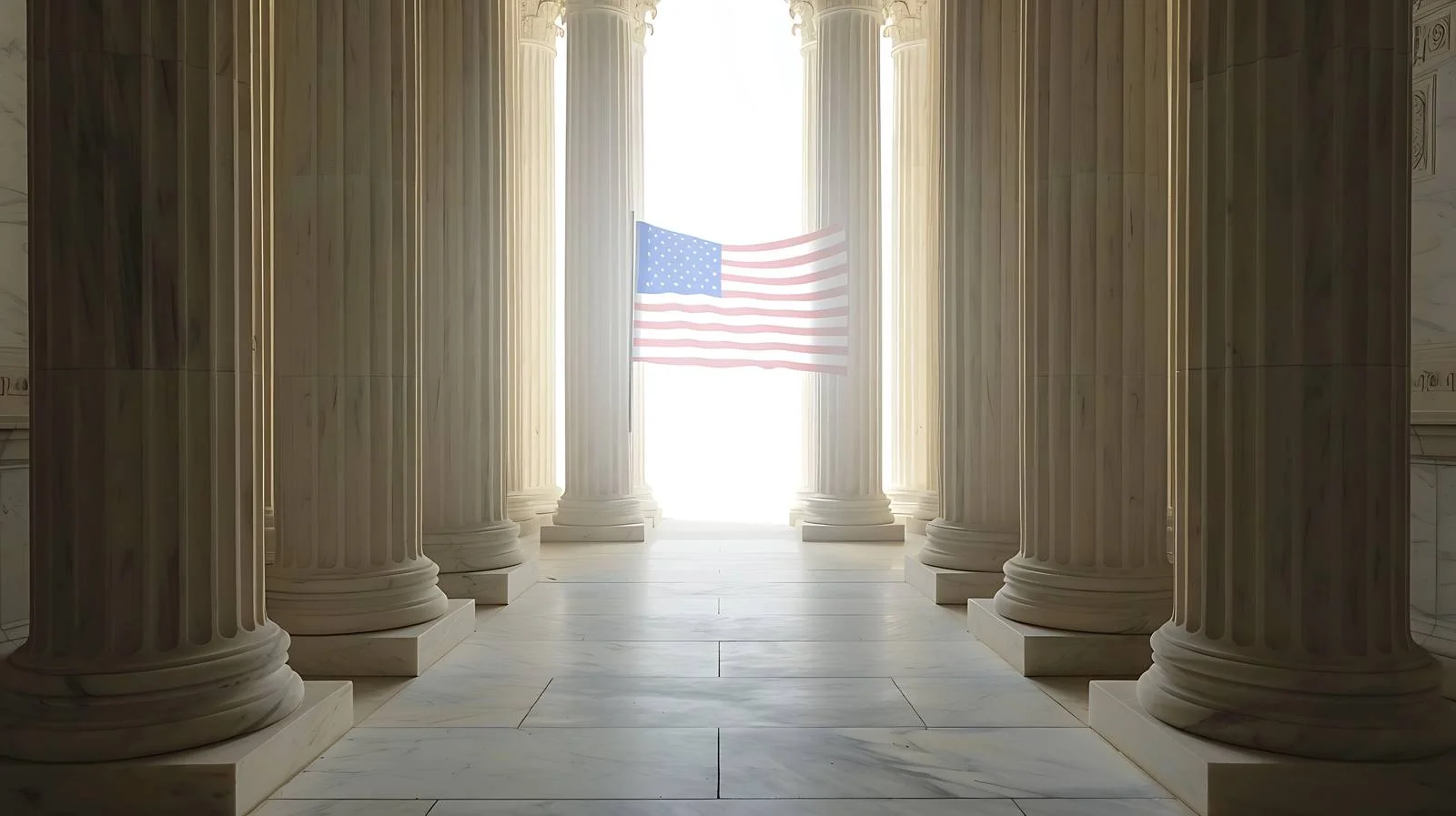 Patriotic flag framed by Supreme Court columns — free download from Dotvec