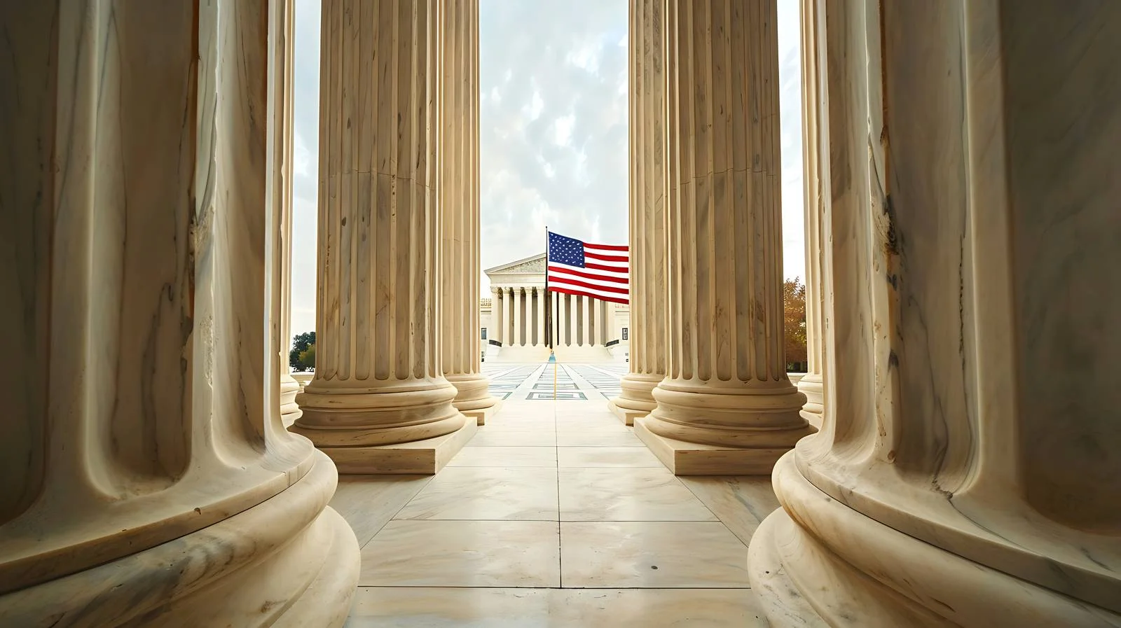 Patriotic flag framed by Supreme Court columns — free download from Dotvec