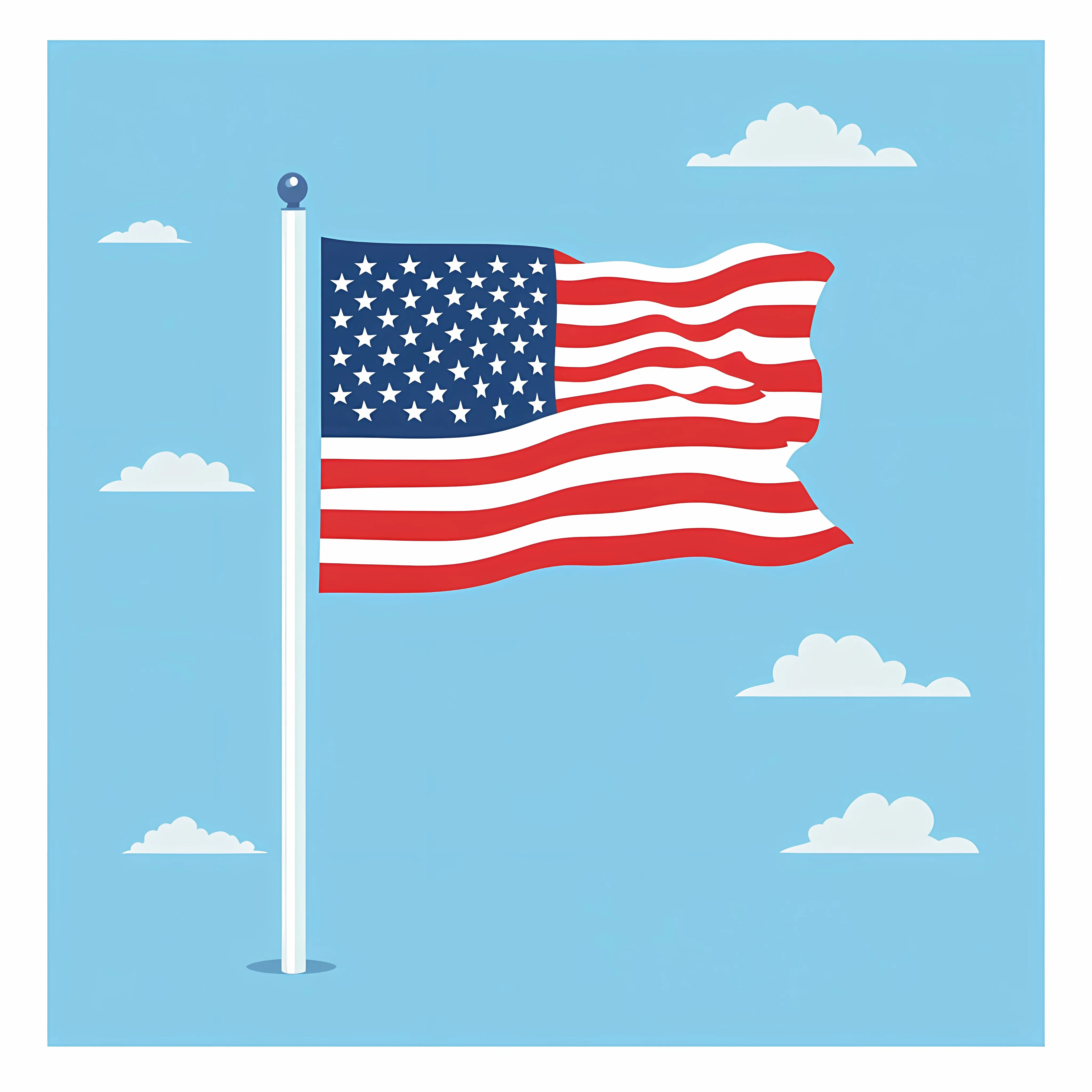 American Flag with Pole Flat Vector Illustration — free download from Dotvec