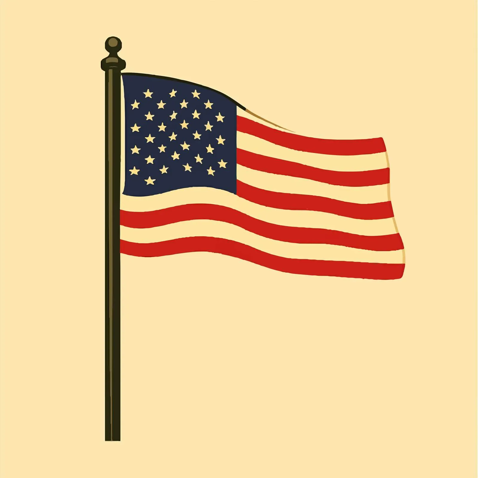 American Flag with Pole Flat Vector Illustration — free download from Dotvec