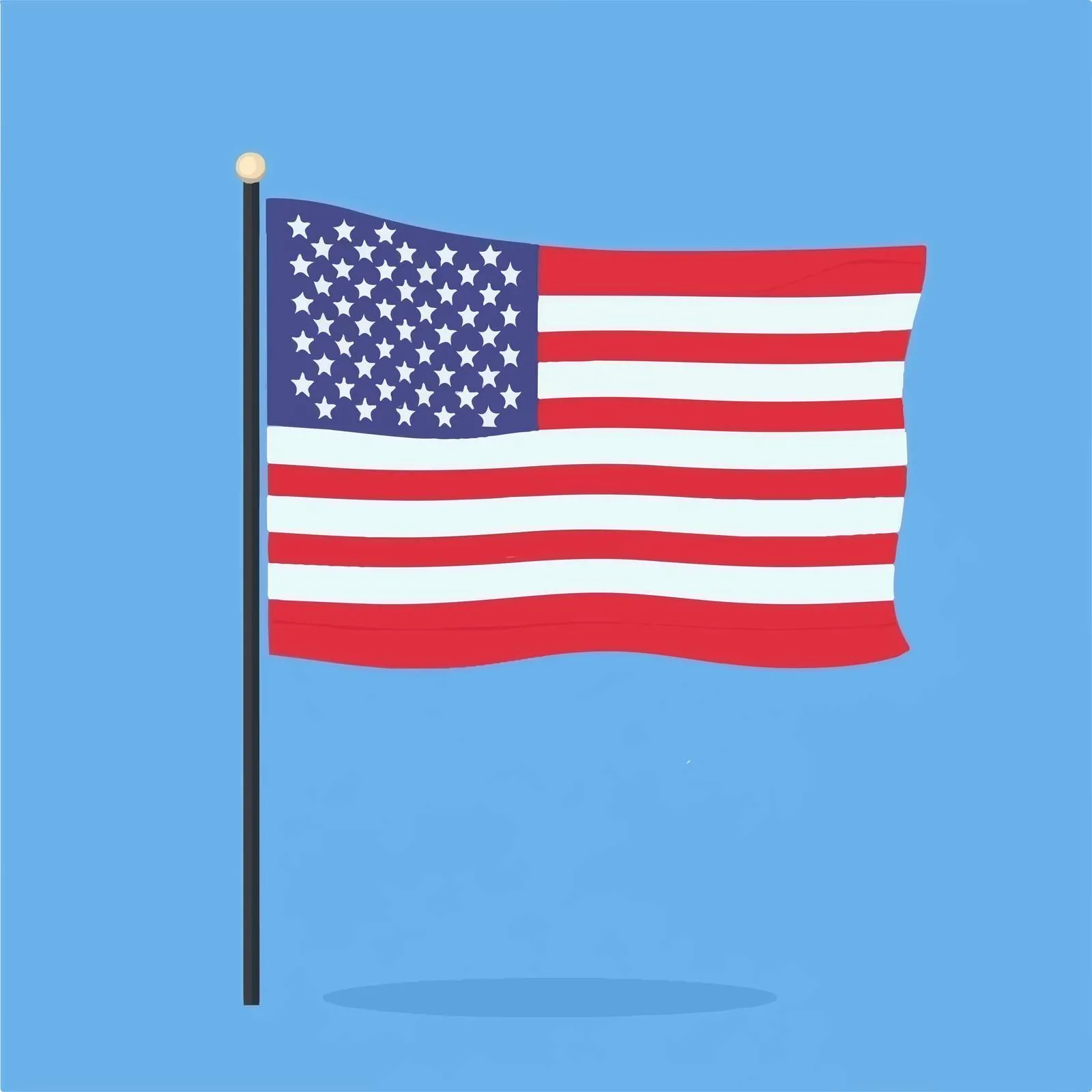 American Flag with Pole Vector Illustration — free download from Dotvec