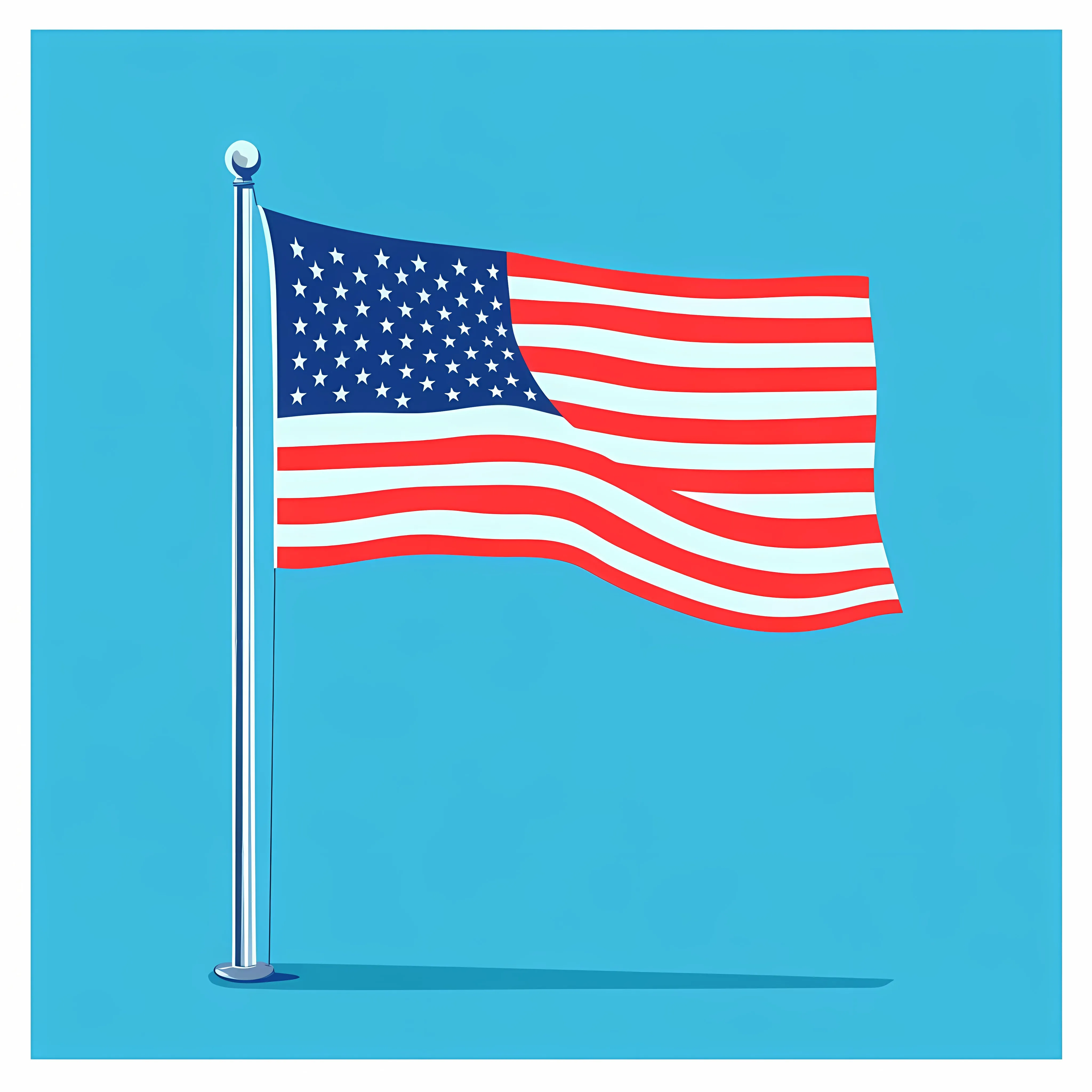 Flat Vector Illustration of American Flag with Pole — free download from Dotvec