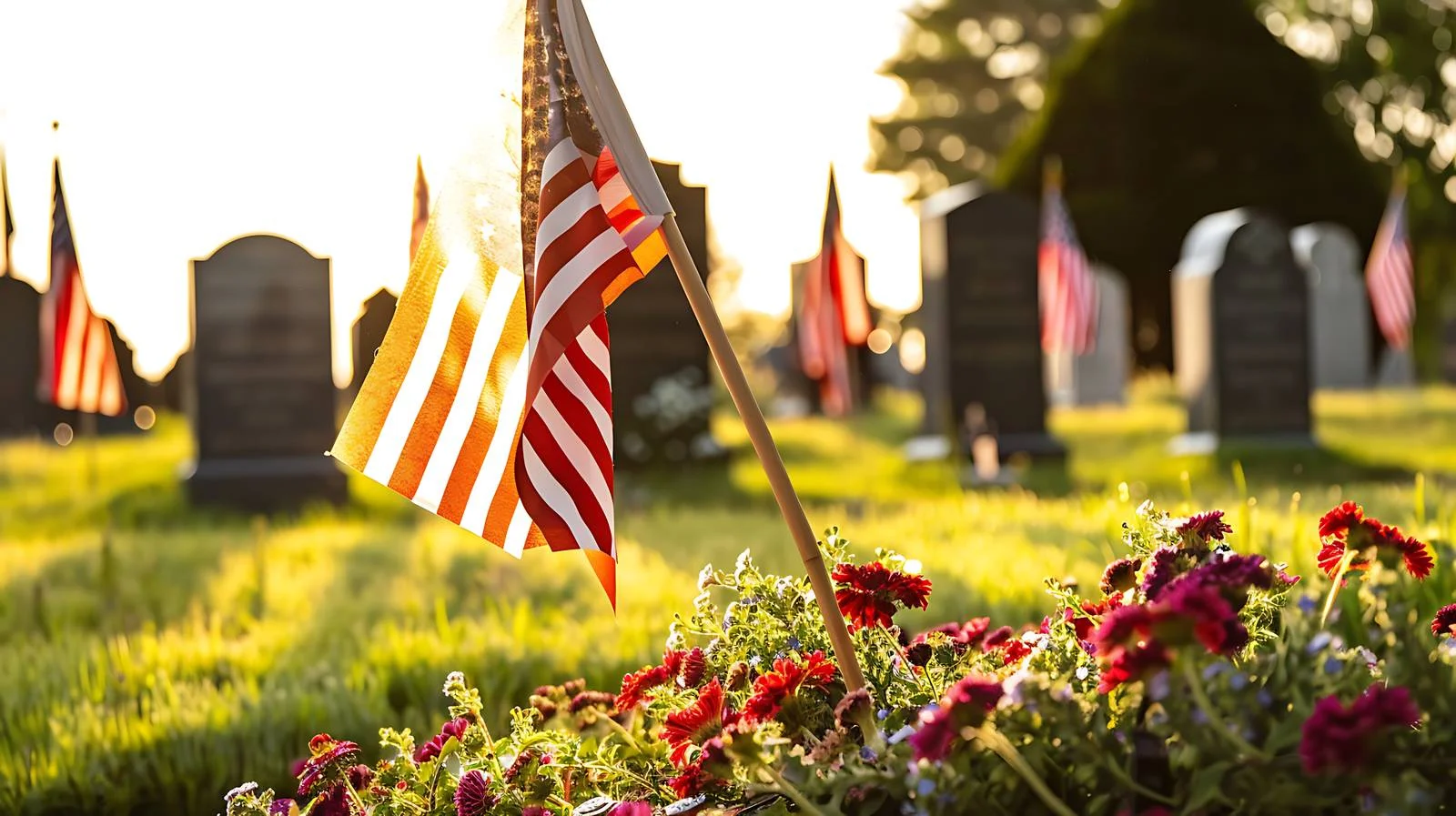 Honoring Fallen Heroes with American Flags — free download from Dotvec
