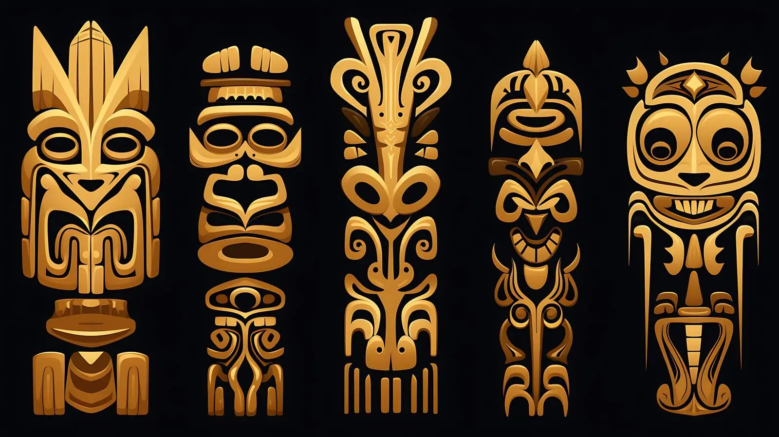 American Golden Ancient Totems on Black — free download from Dotvec