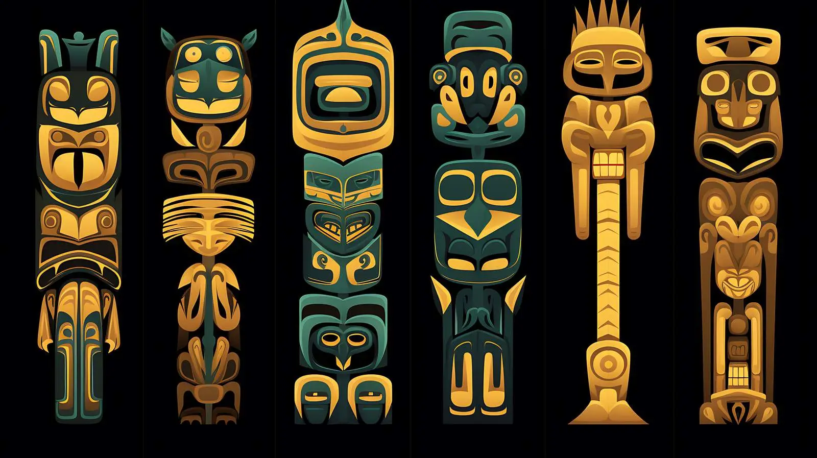American Golden Totems on Black Background — free download from Dotvec