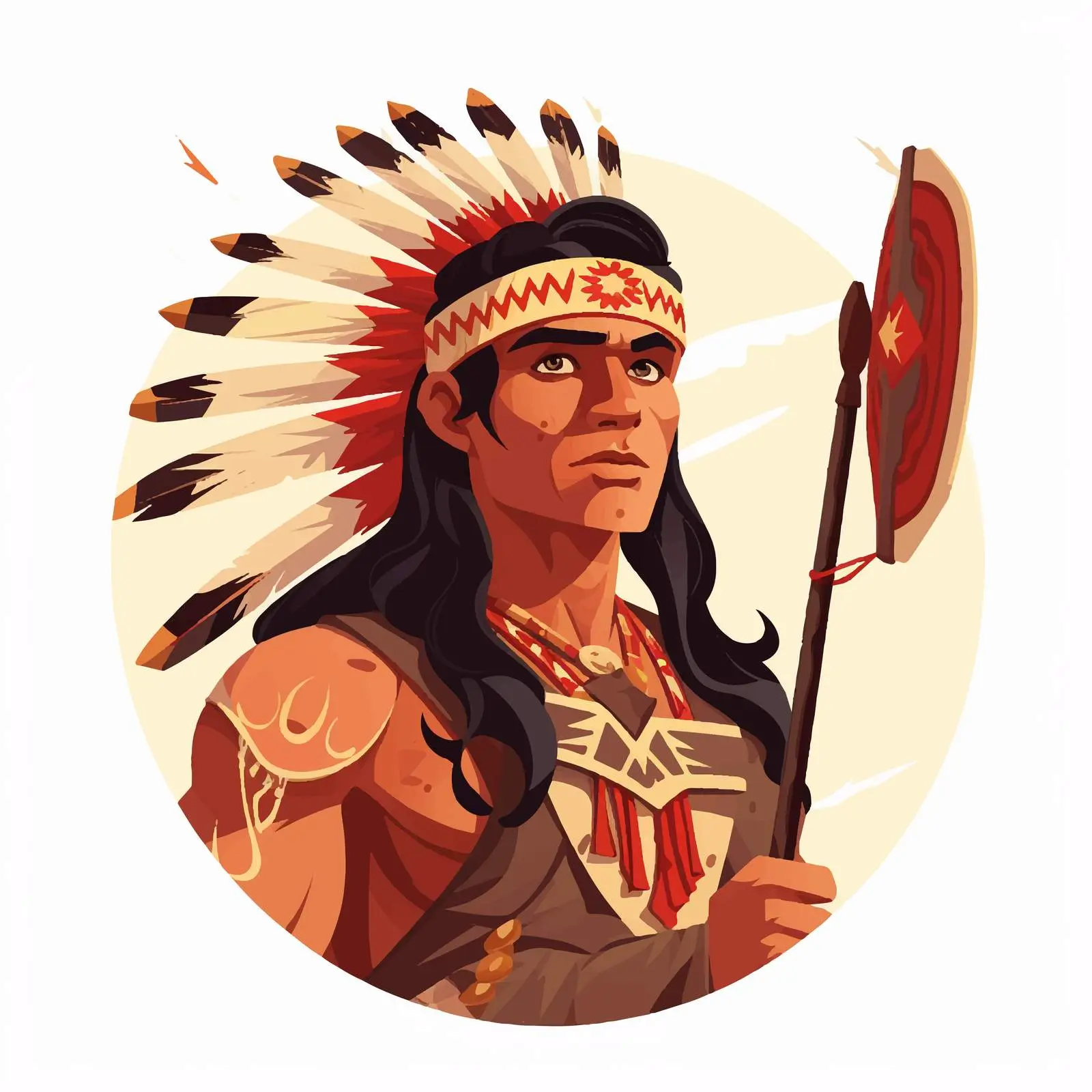 American Indian Man in War Bonnet and Traditional Attire — free download from Dotvec