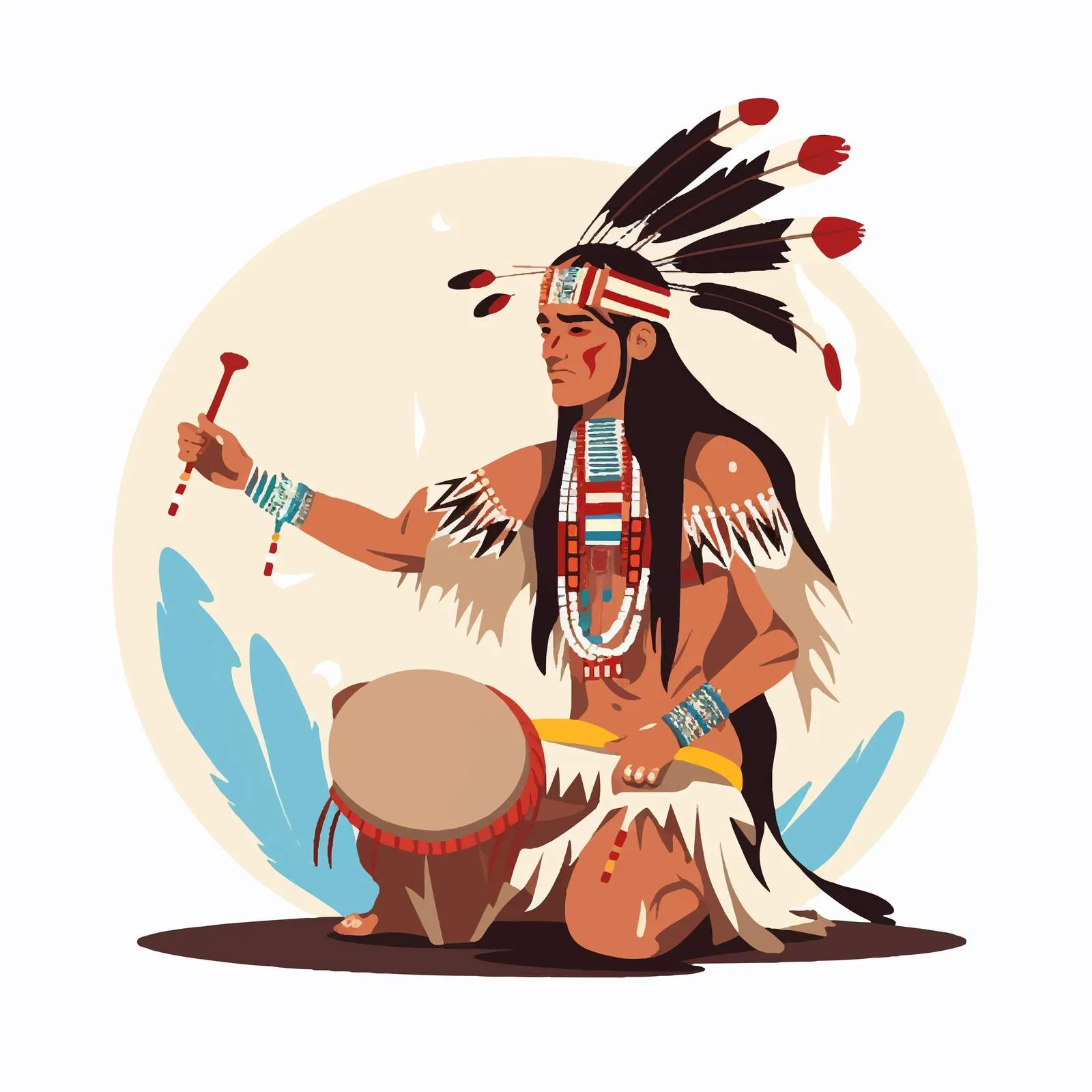 American Indian in Bears Skin and Ethnic Attire — free download from Dotvec