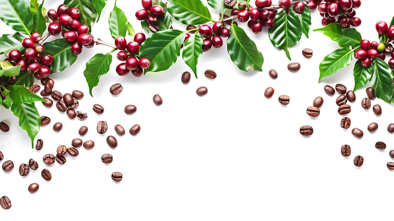 Vibrant coffee plant among roasted beans — free download from Dotvec