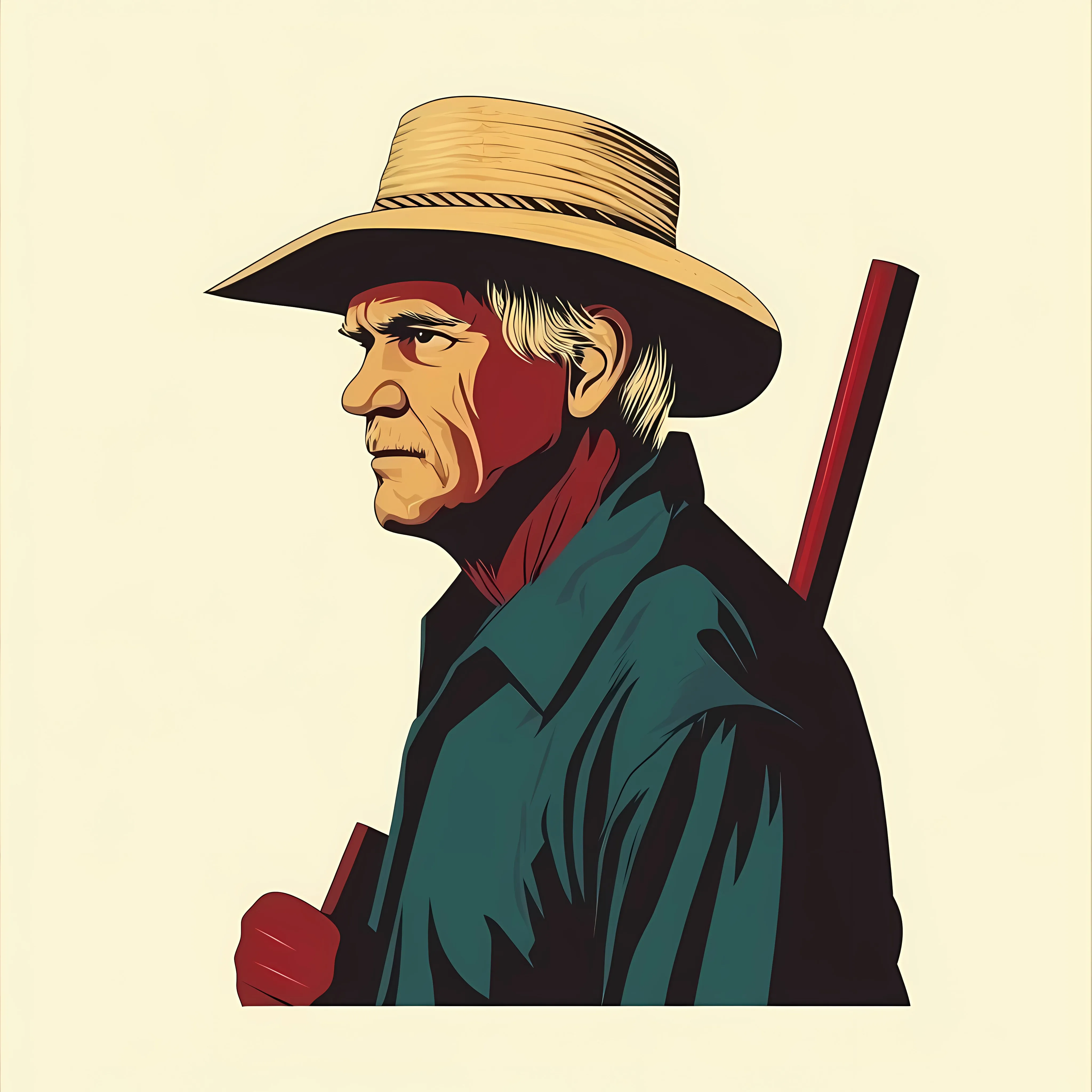 Amish Man Holding Tool Vector Illustration — free download from Dotvec