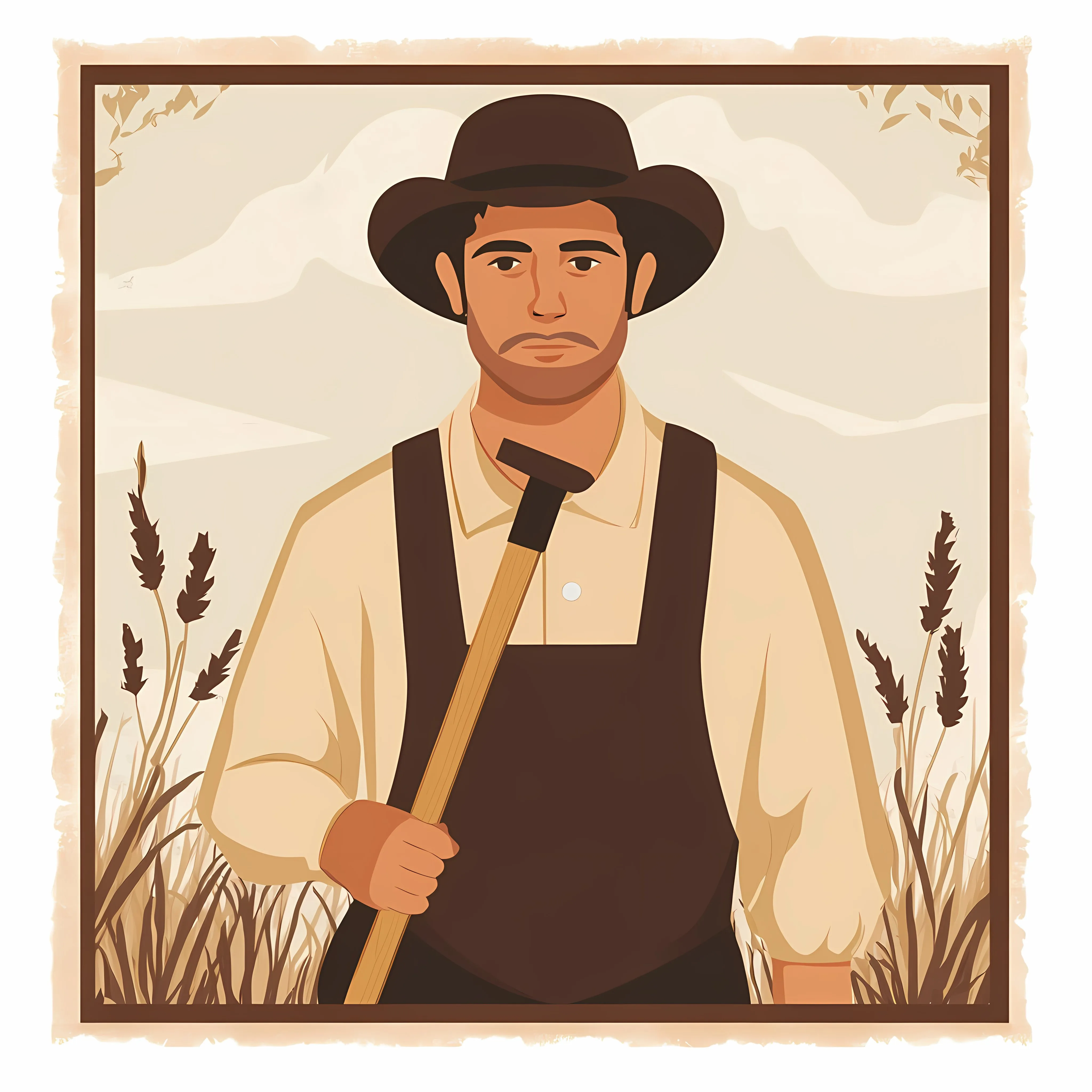 Amish Man Holding Tool Vector Illustration — free download from Dotvec