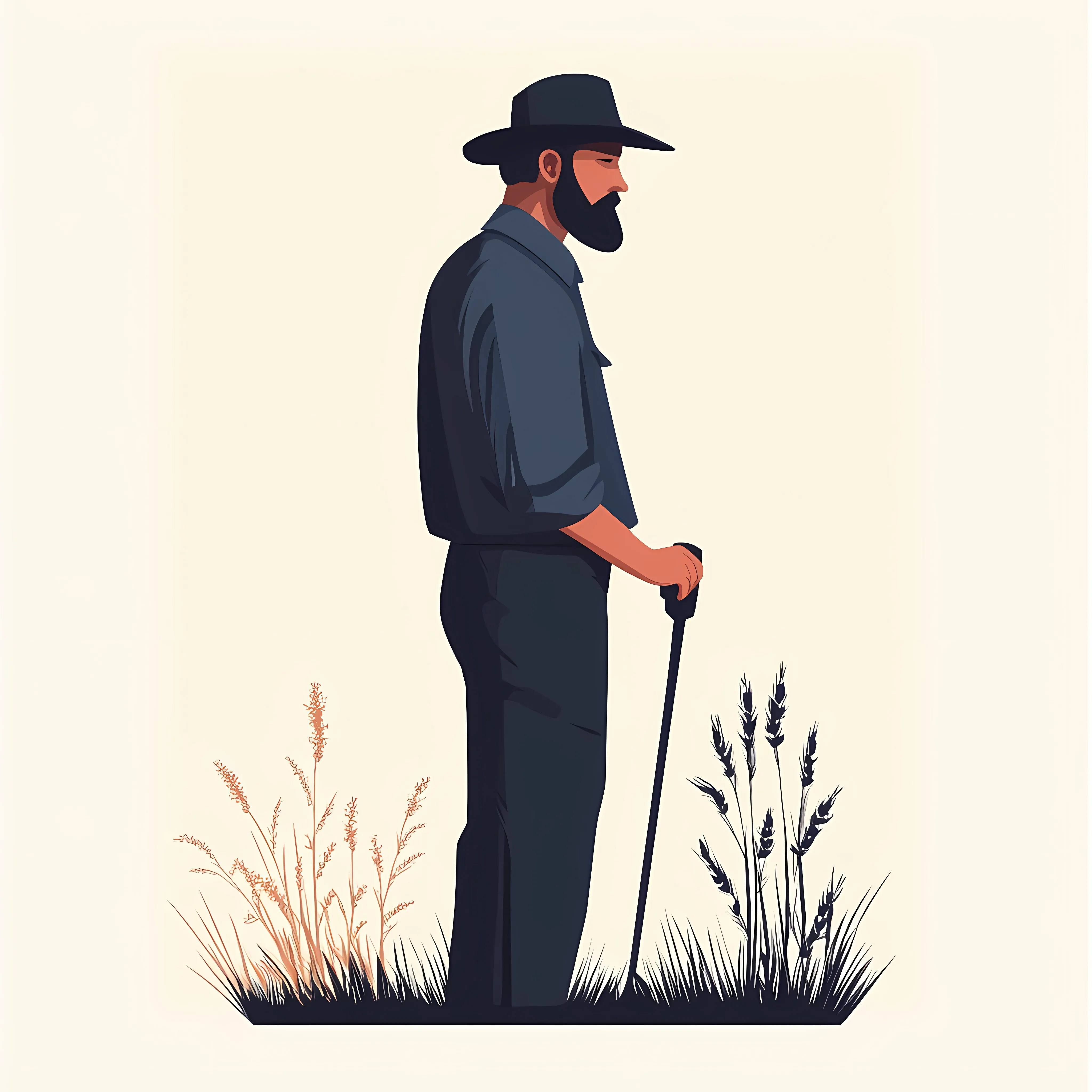 Amish Man Holding Tool Vector Illustration — free download from Dotvec