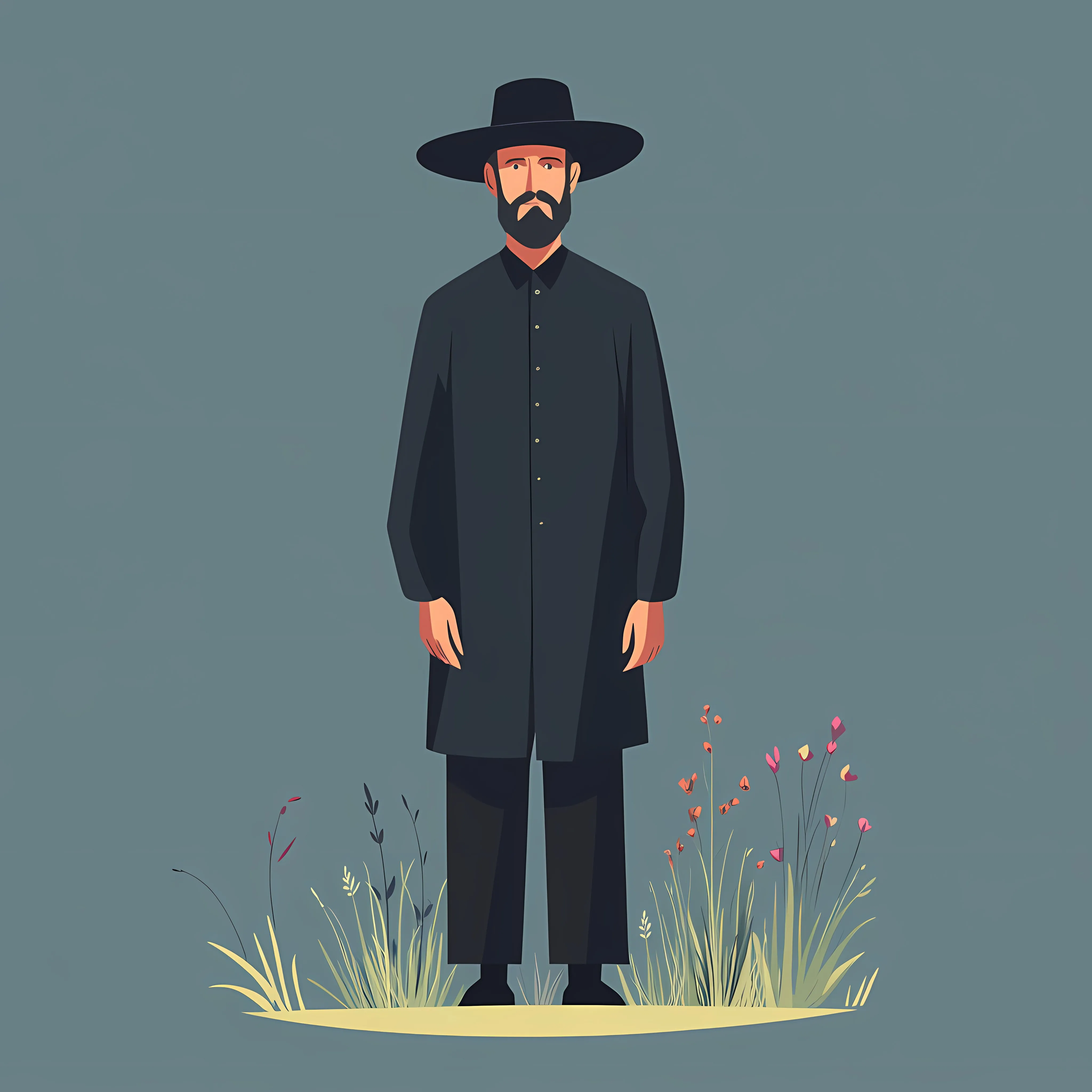 Amish Man in Traditional Clothing Vector Illustration — free download from Dotvec