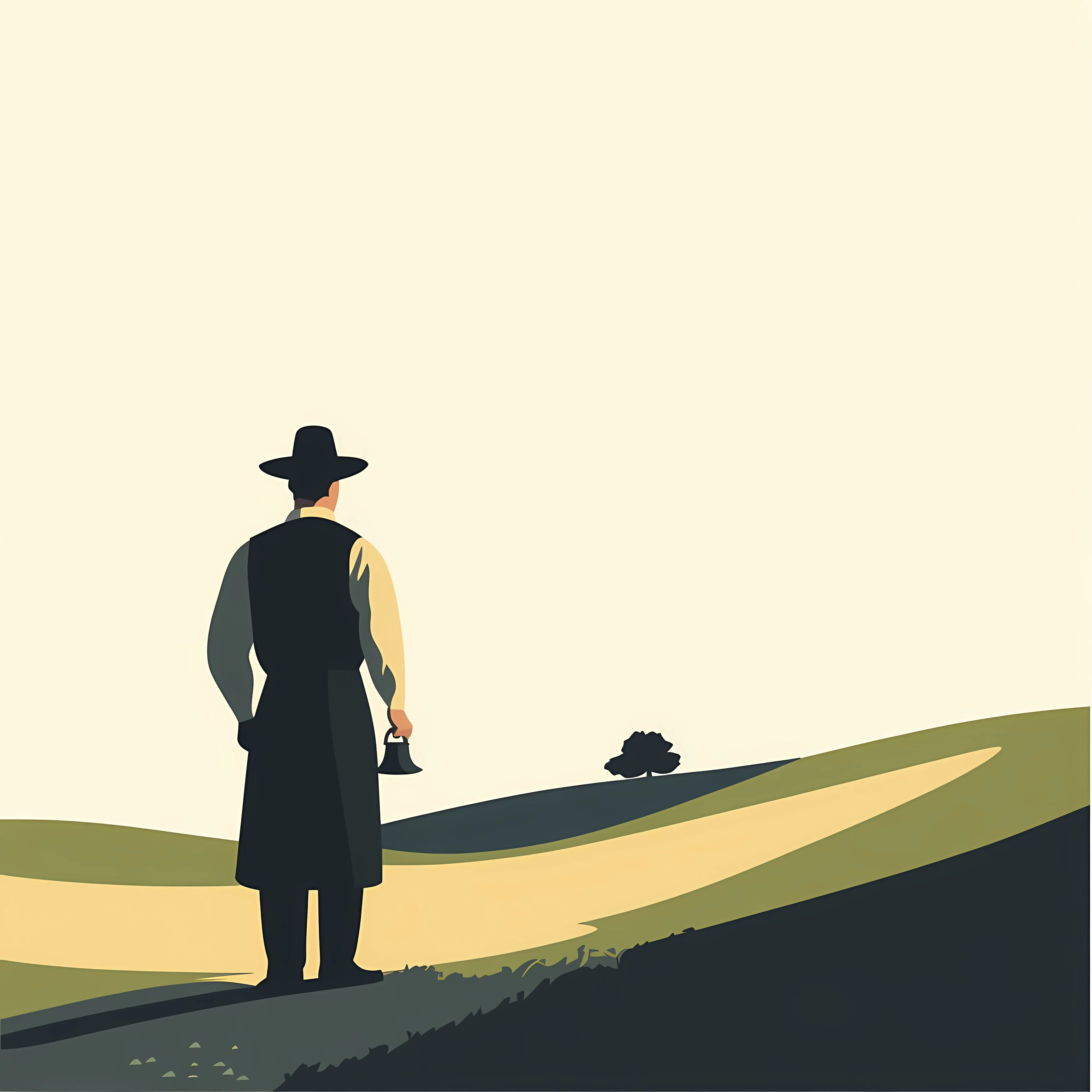 Amish Man with Bell Vector Illustration — free download from Dotvec