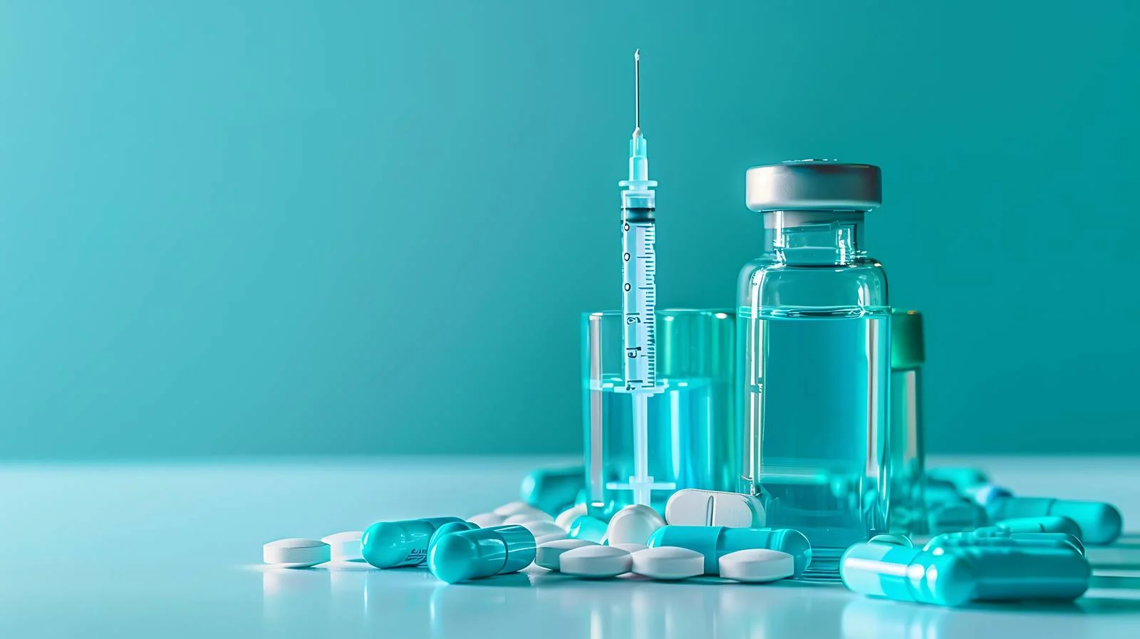 Medical Supplies on Turquoise Background — free download from Dotvec