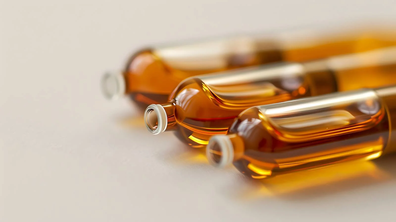 Medical Ampules Closeup on Brown Background — free download from Dotvec