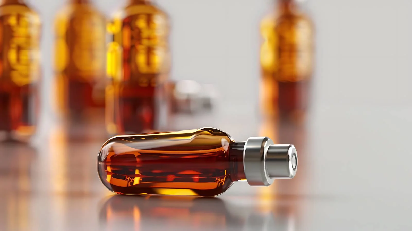 Medical Ampules Closeup on Brown Background — free download from Dotvec