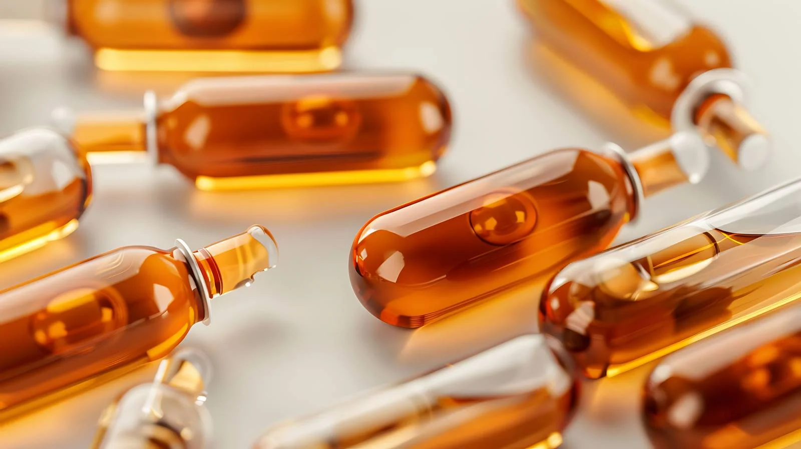 Medical Ampules Closeup on Brown Background — free download from Dotvec