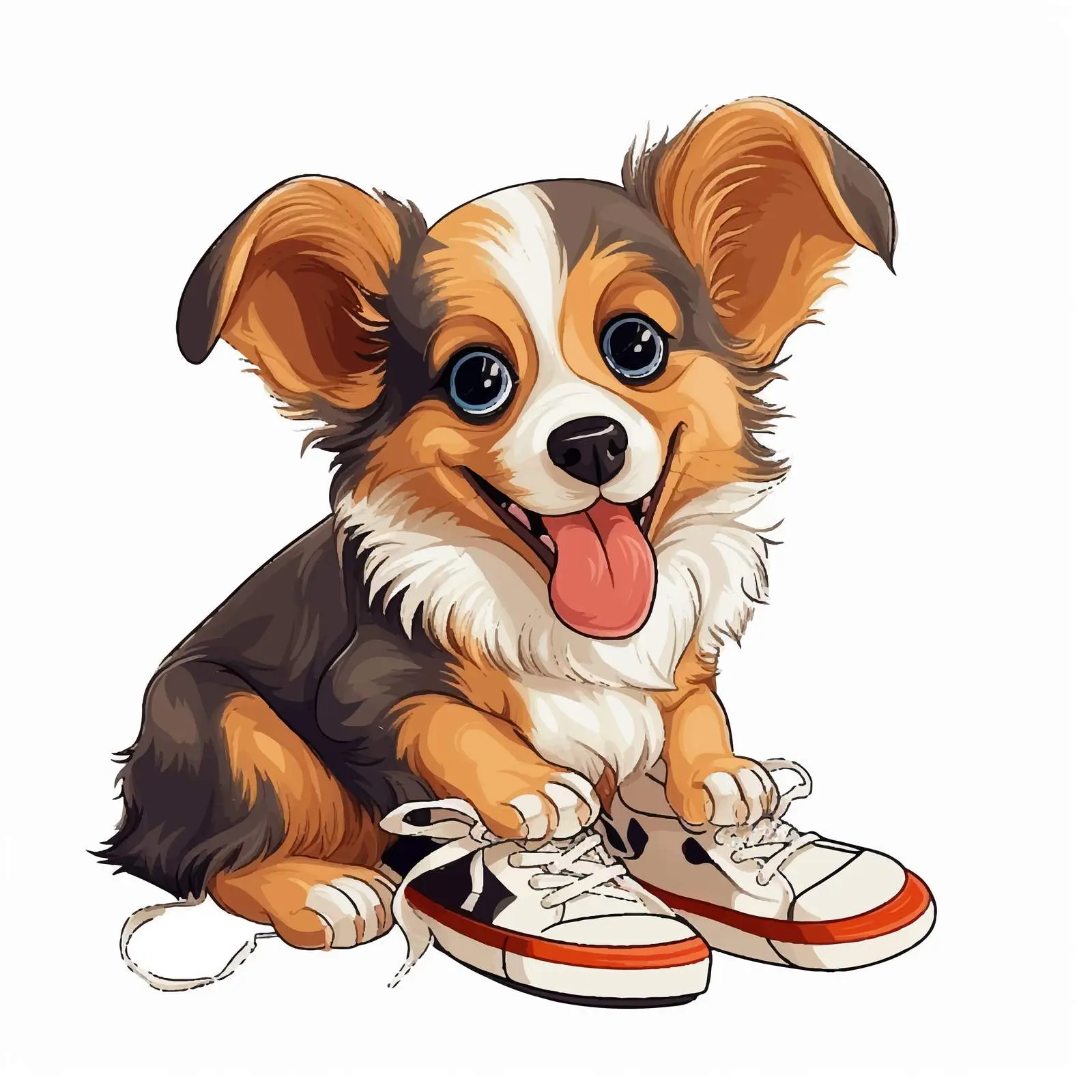 Funny Dog Chewing Shoe Vector Illustration — free download from Dotvec