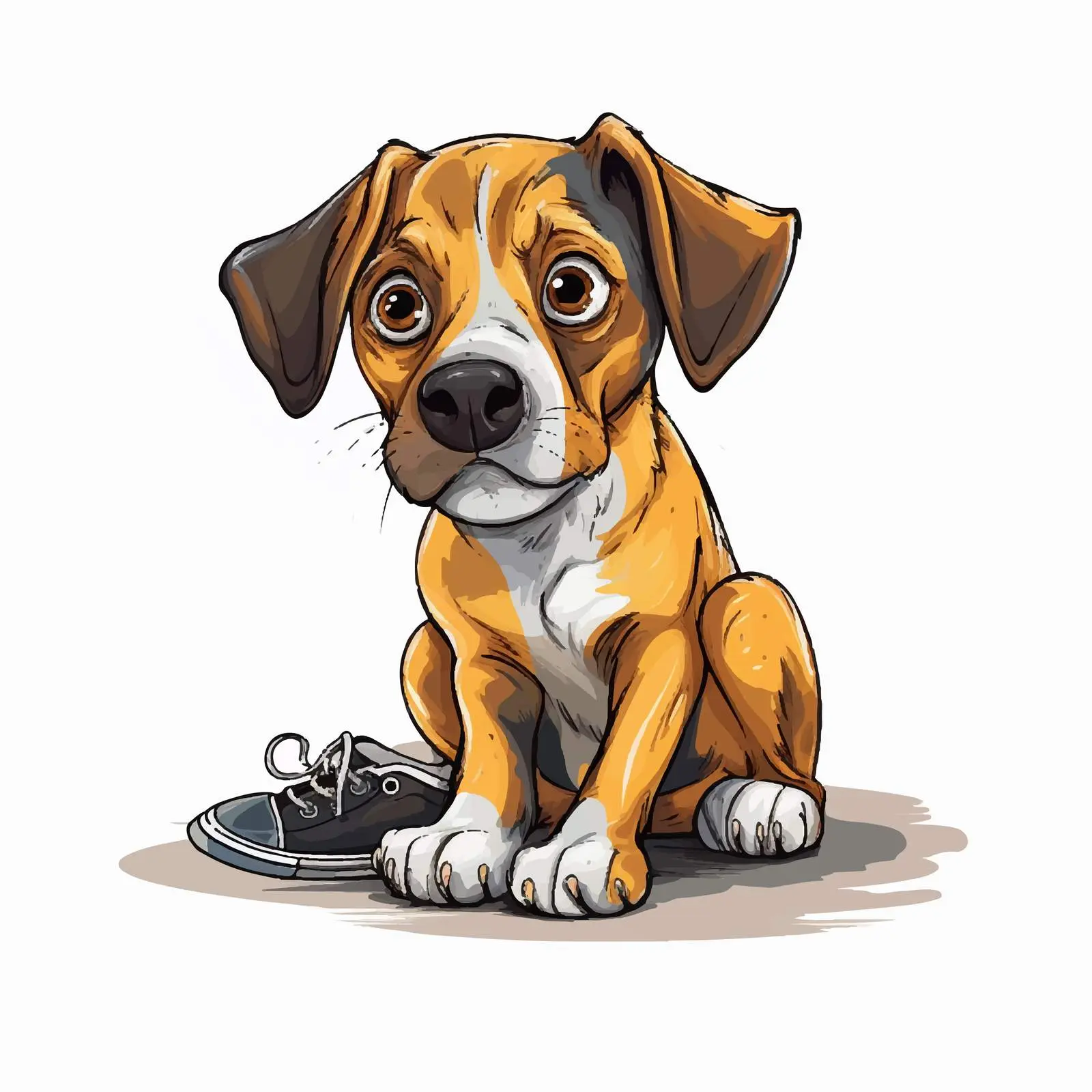 Funny Dog Chewing Shoe Vector Illustration — free download from Dotvec