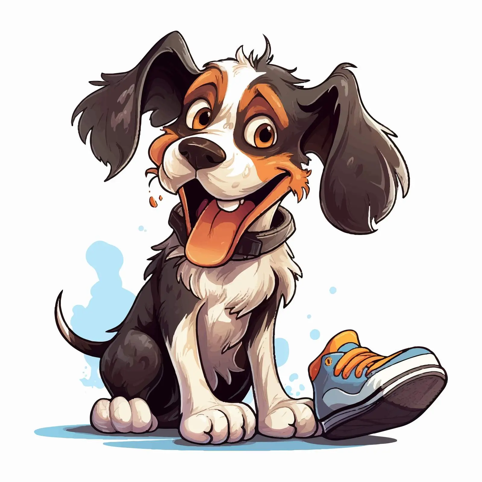 Funny Dog Chewing Shoe Illustration — free download from Dotvec