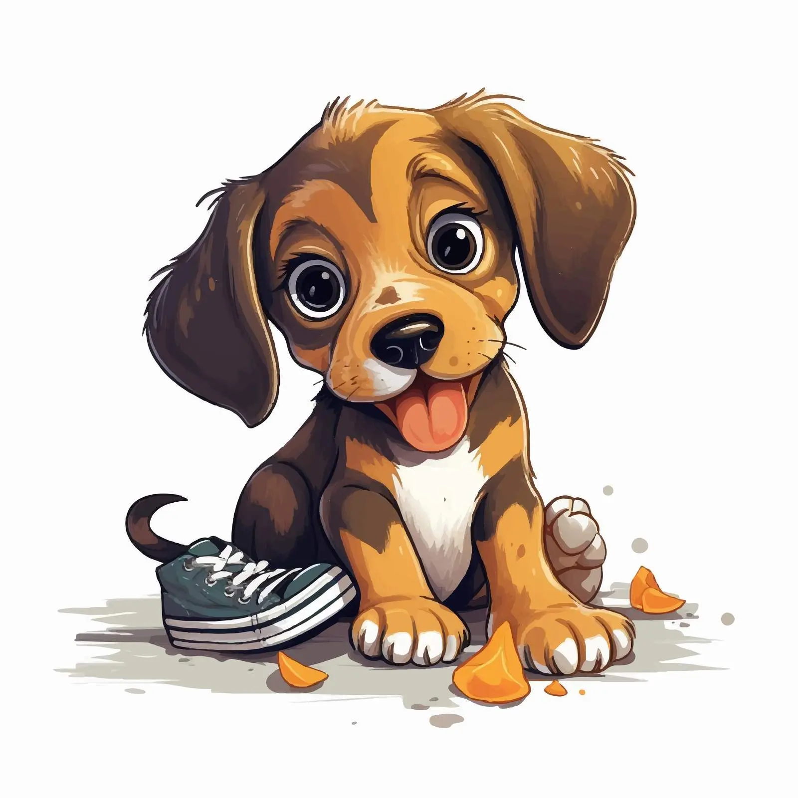 Funny Dog Chewing Shoe Vector Art — free download from Dotvec