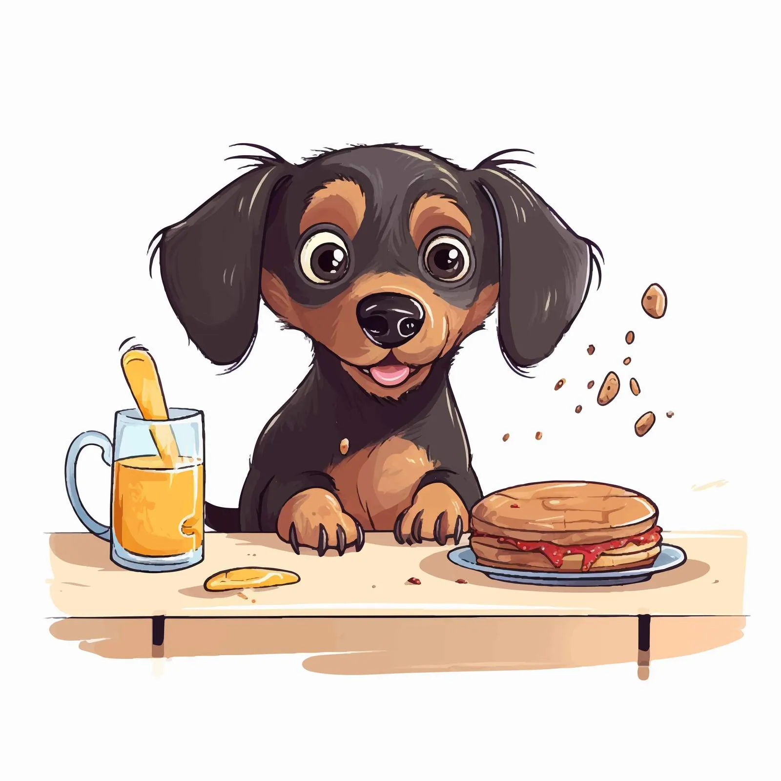 Funny Dog Stealing Food from Table — free download from Dotvec