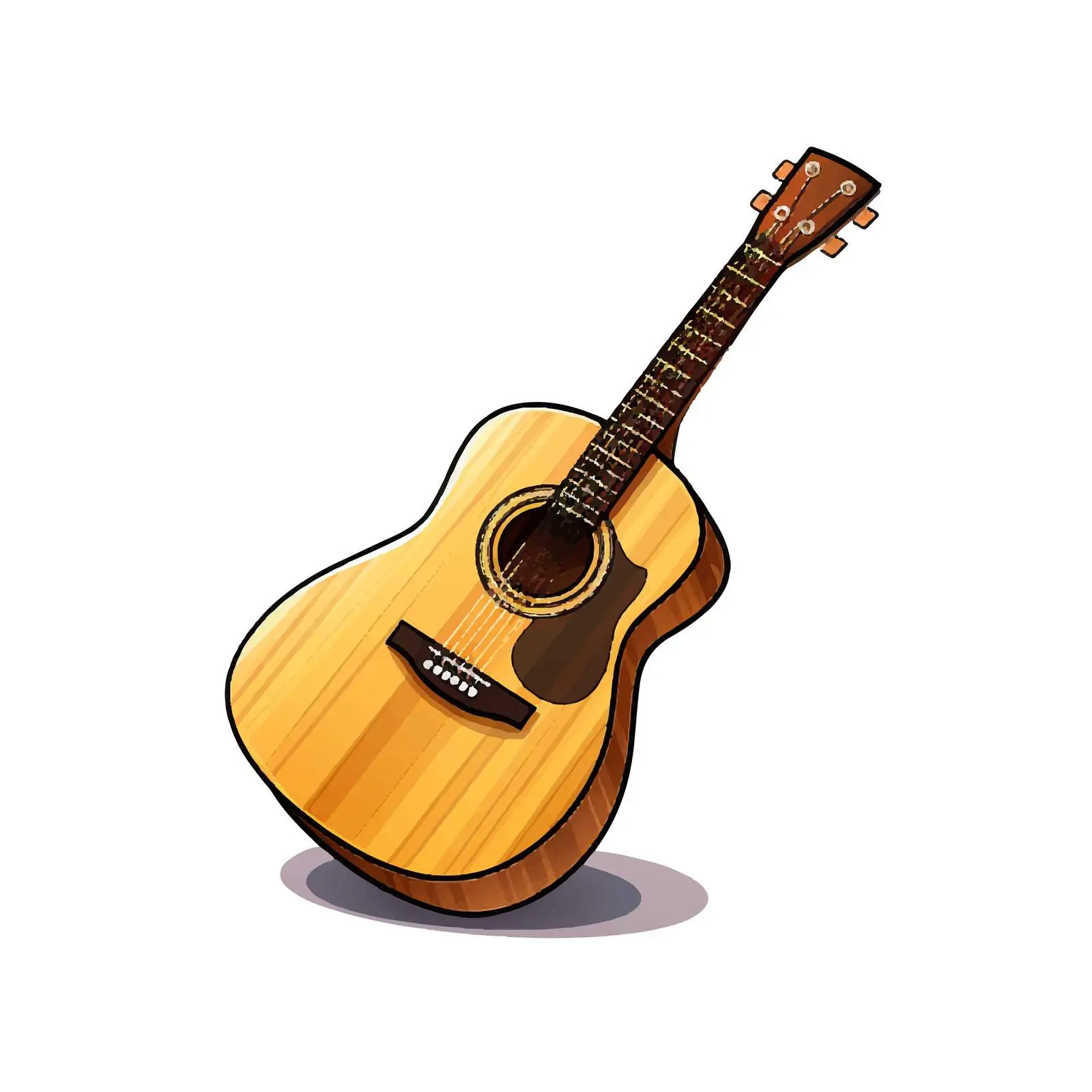 Isolated Cartoon Acoustic Guitar Vector Illustration — free download from Dotvec