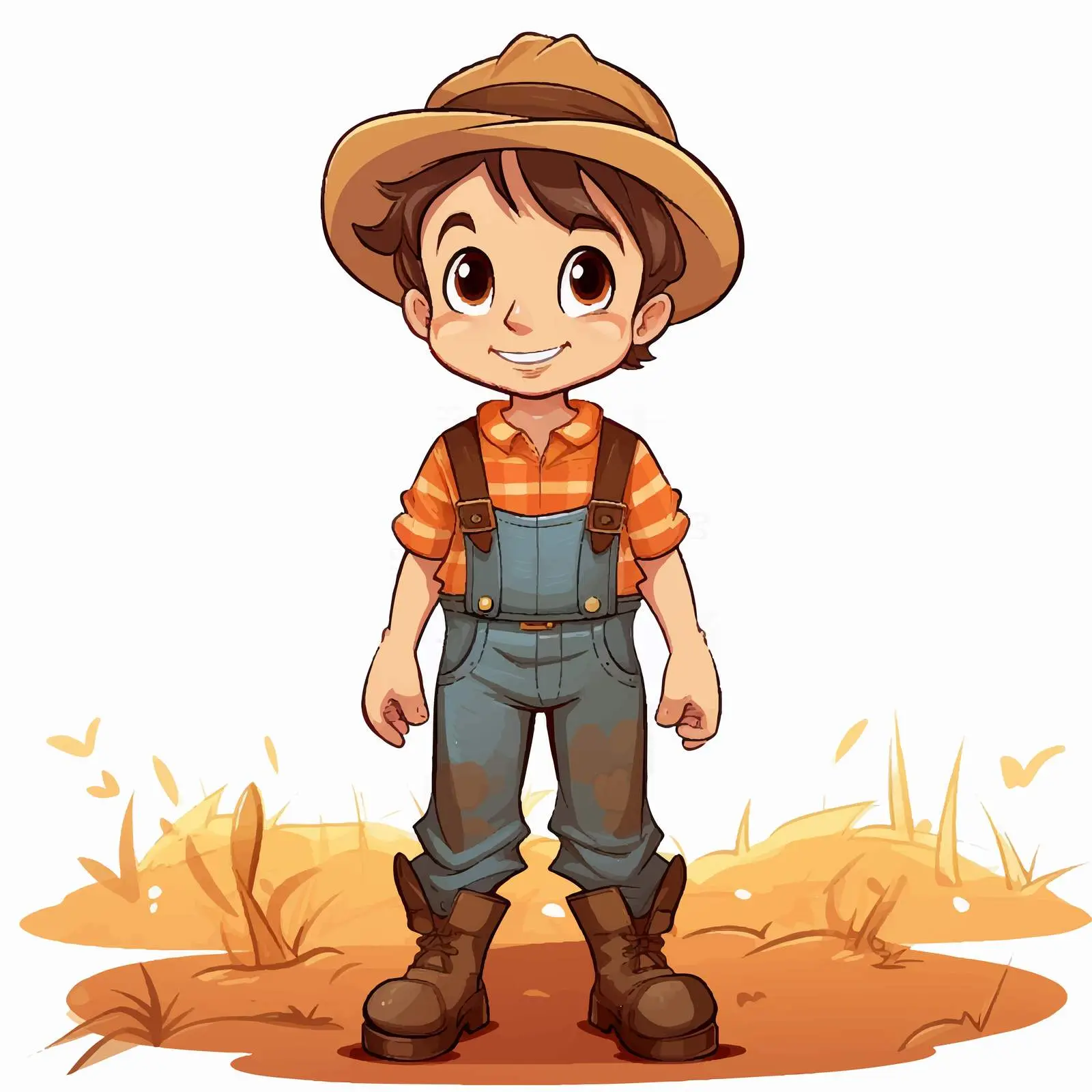 Charming Vector Illustration of a Farmer Boy — free download from Dotvec