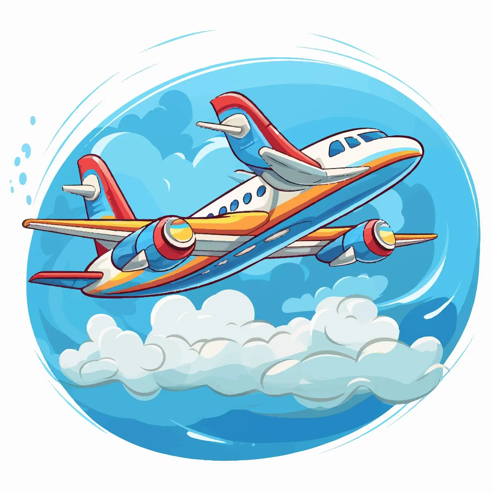 Airplane in Sky with Two Cartoon Birds — free download from Dotvec