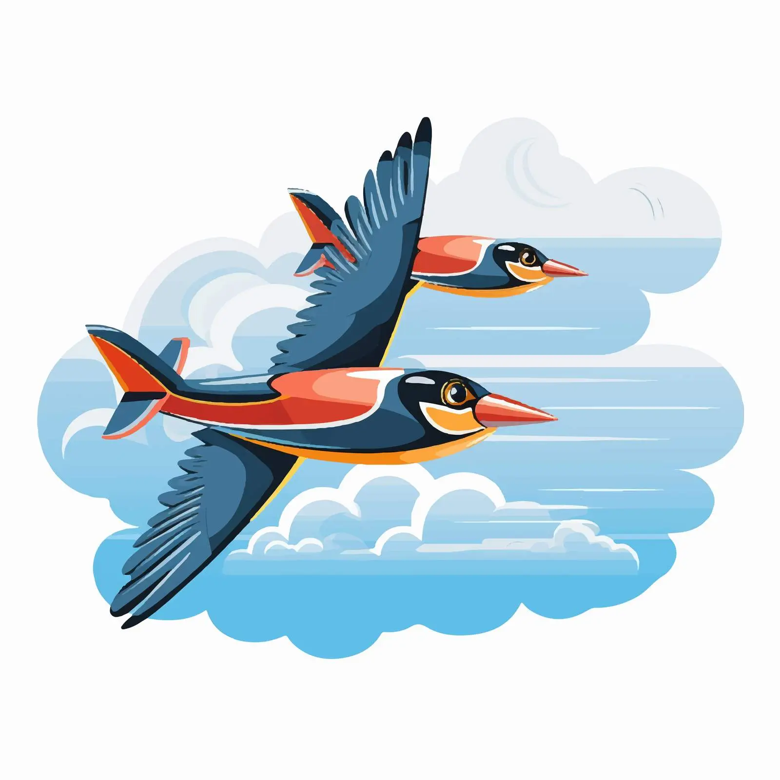 Airplane in Sky with Birds Vector Illustration — free download from Dotvec