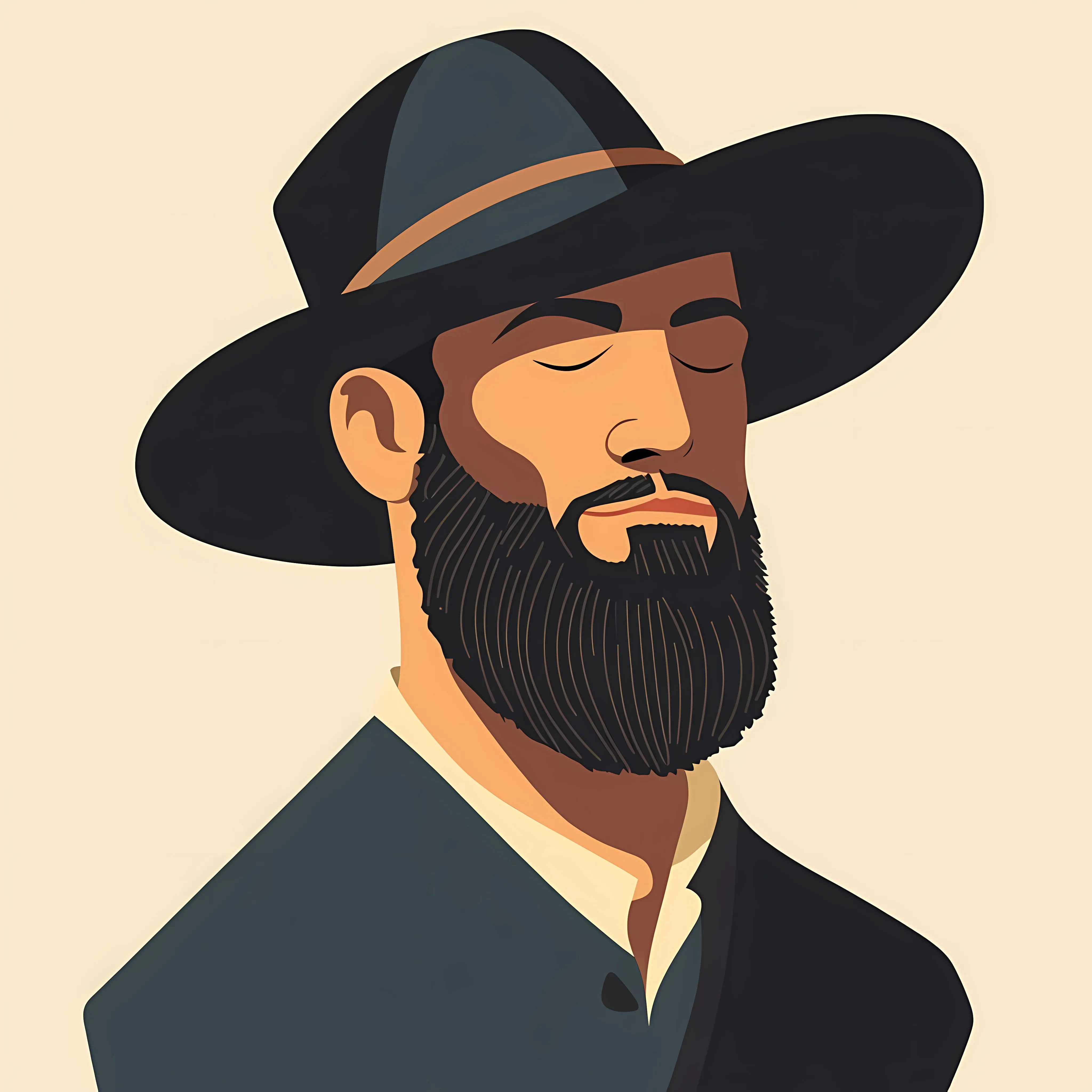 Amish Man Winking Flat Vector Illustration — free download from Dotvec