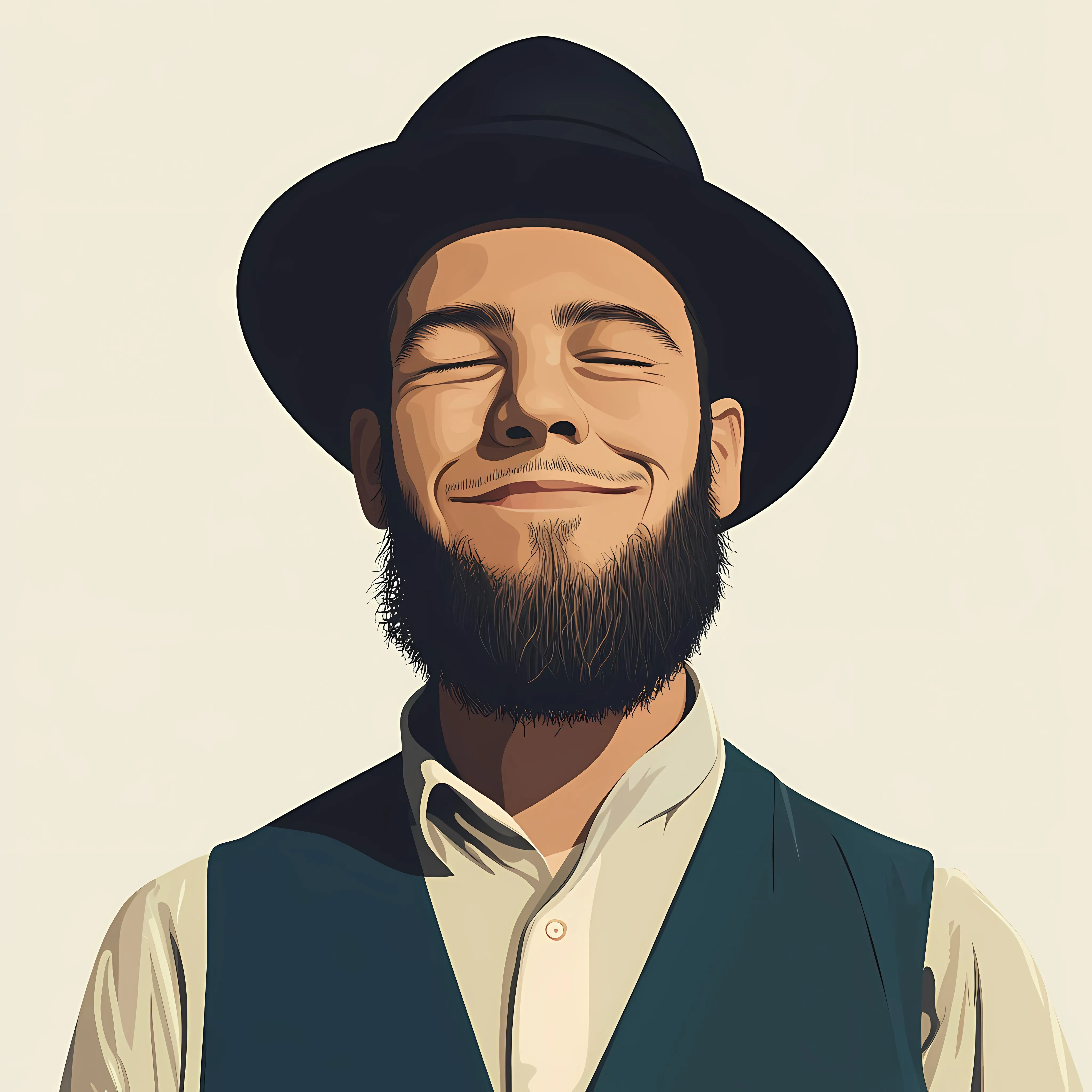 Amish Man Winking Flat Vector Illustration — free download from Dotvec