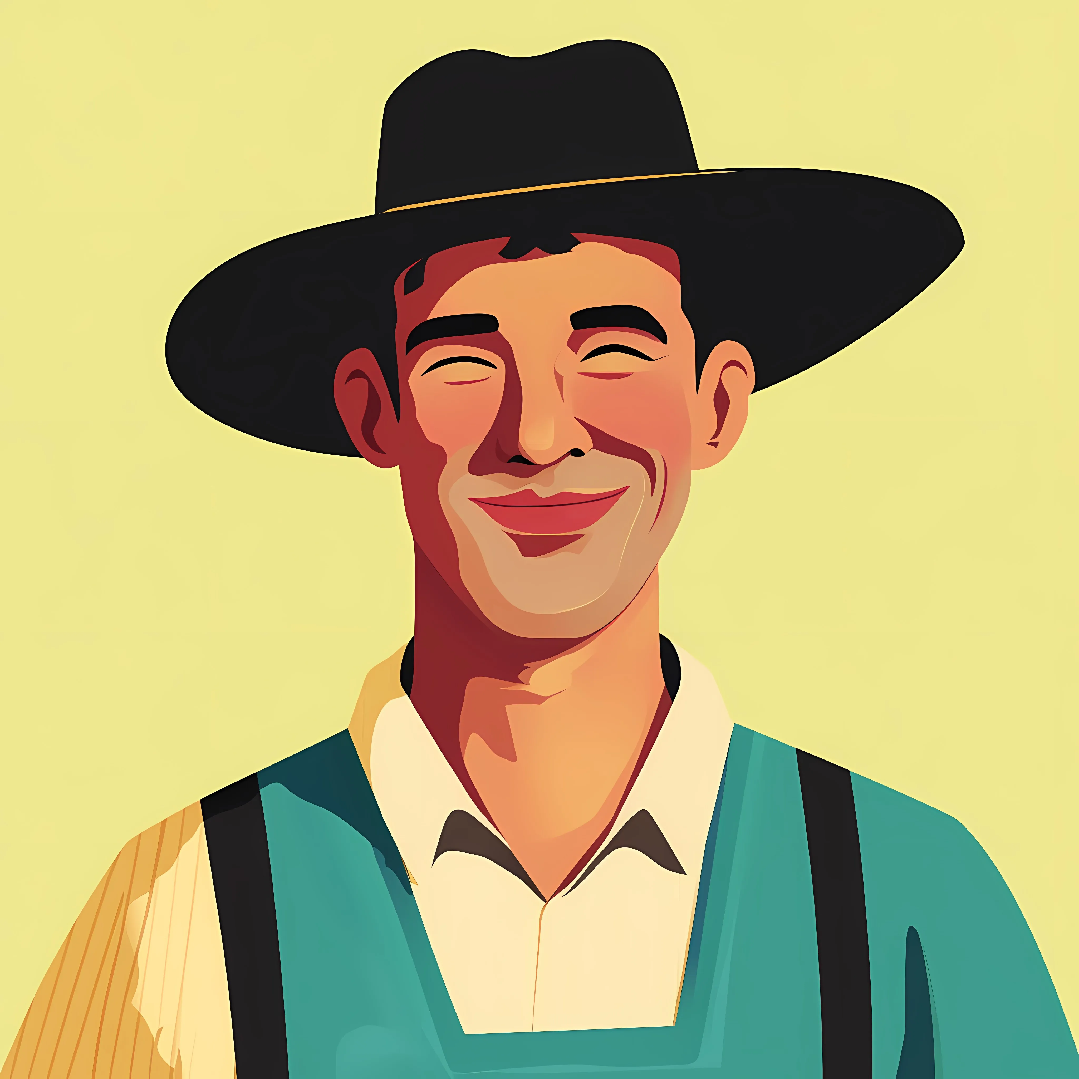 Amish Man Winking Flat Vector Illustration — free download from Dotvec