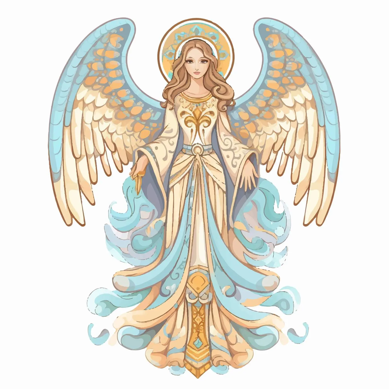 Pastel Colored Angel Christian Byzantine Illustration – free religious vector image from Dotvec