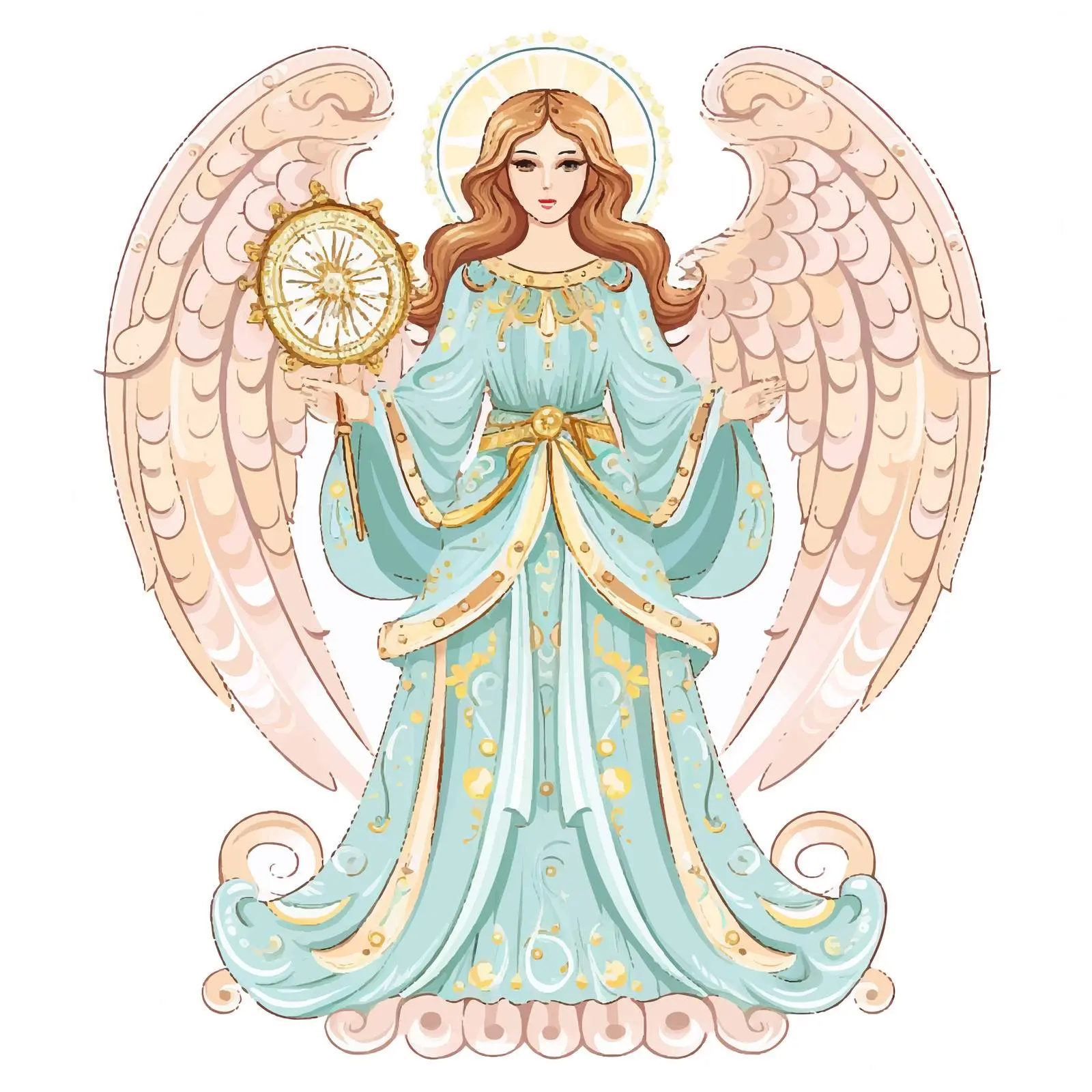 Pastel Angel Illustration in Byzantine Style – free religious vector image from Dotvec