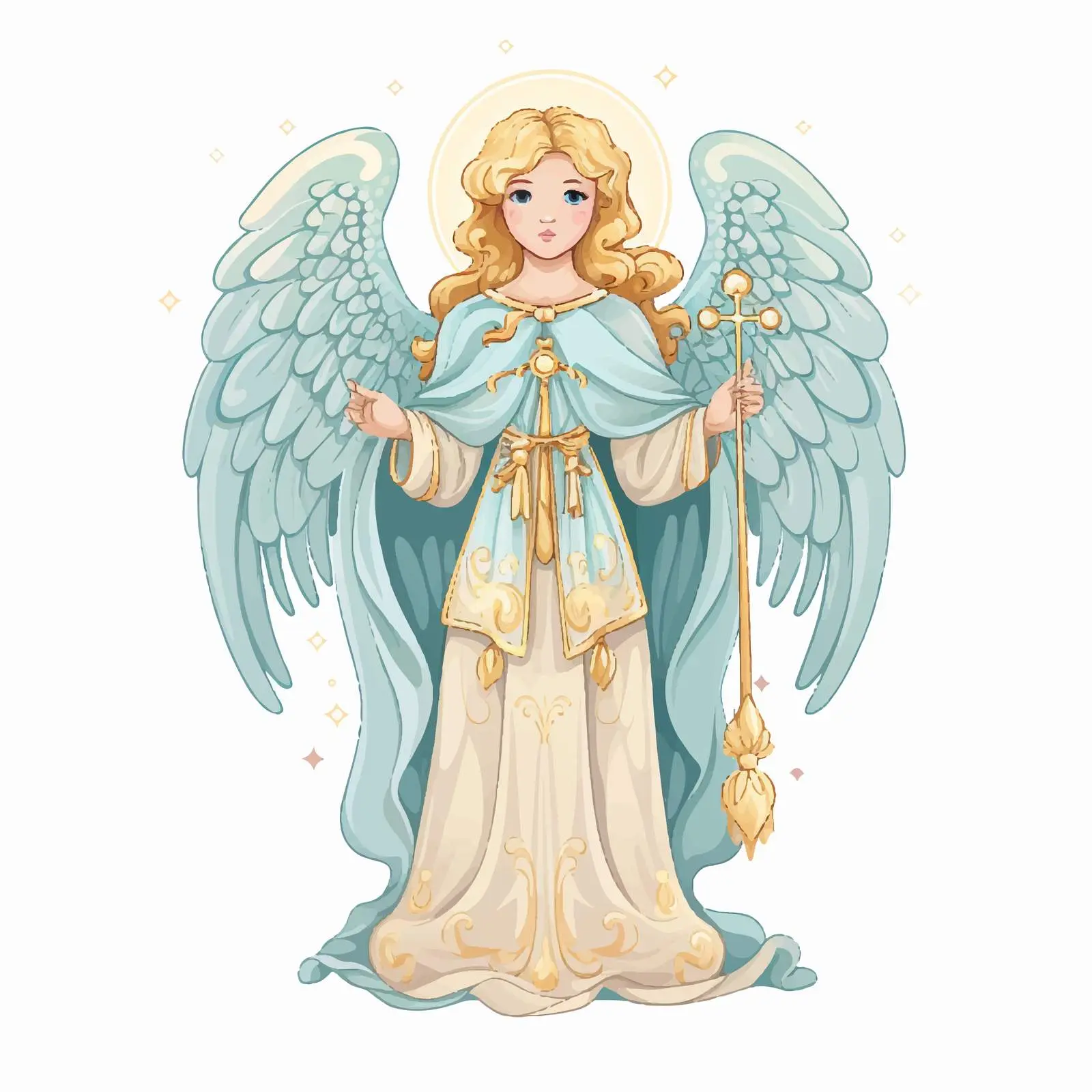 Pastel Angel Christian Byzantine Illustration – free religious vector image from Dotvec