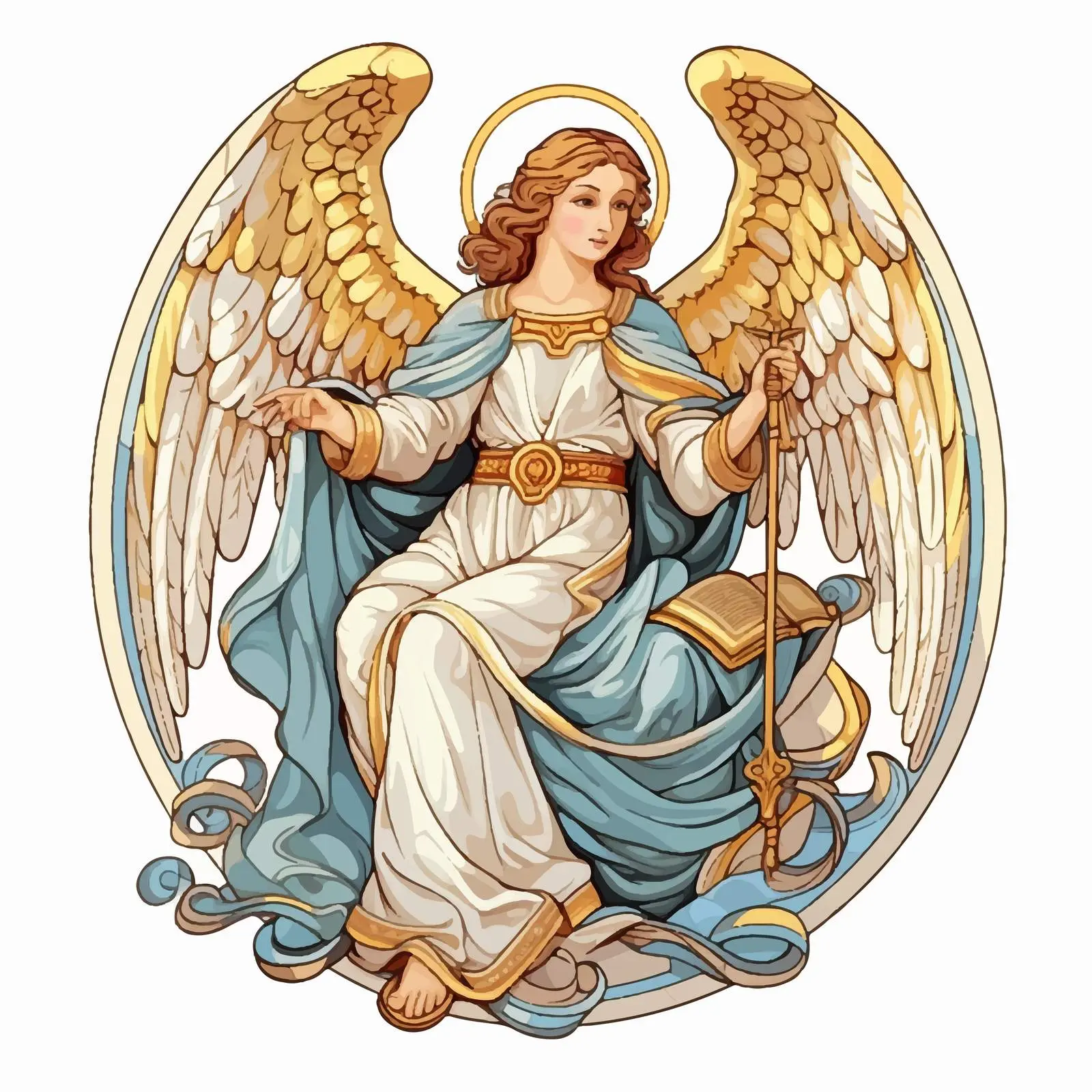 Angel Illustration with Frescoes – free rays image from Dotvec