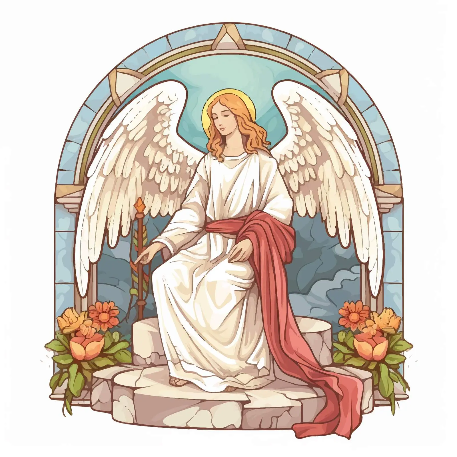 Angel at Jesus' Tomb on Resurrection Day – free messenger image from Dotvec