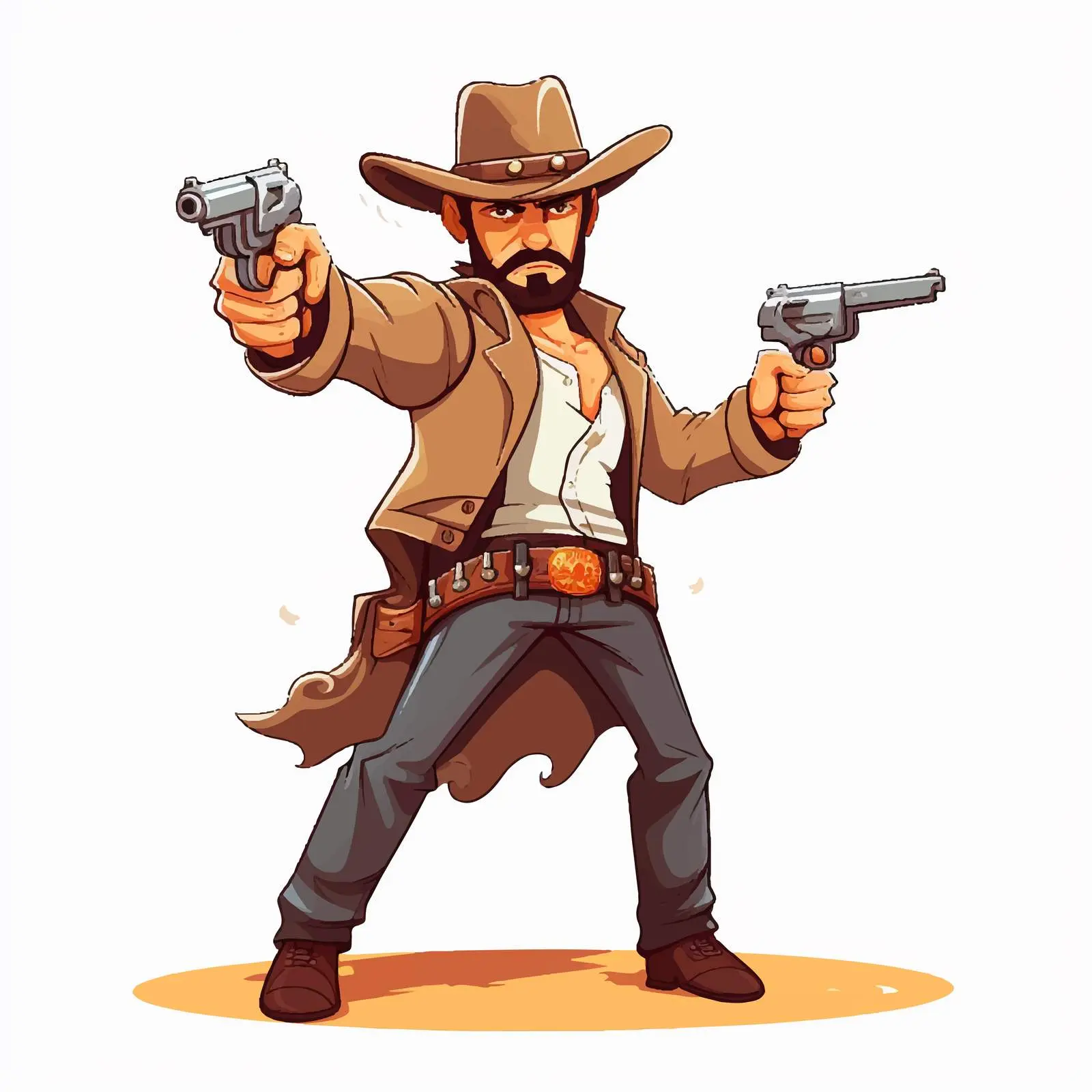 Angry Cowboy with Gun Vector Illustration — free download from Dotvec