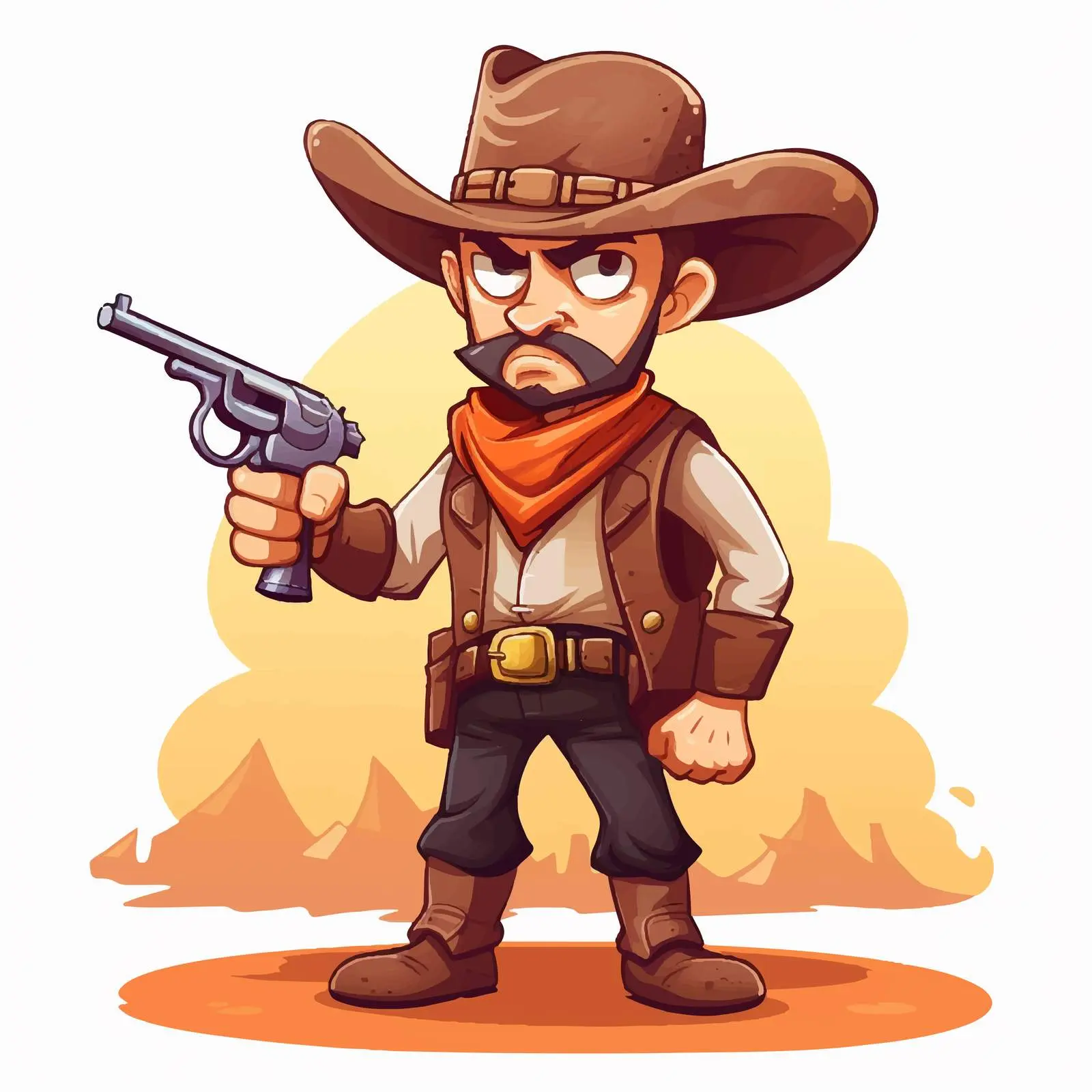Angry Cowboy with Gun - Vector Cartoon Art — free download from Dotvec